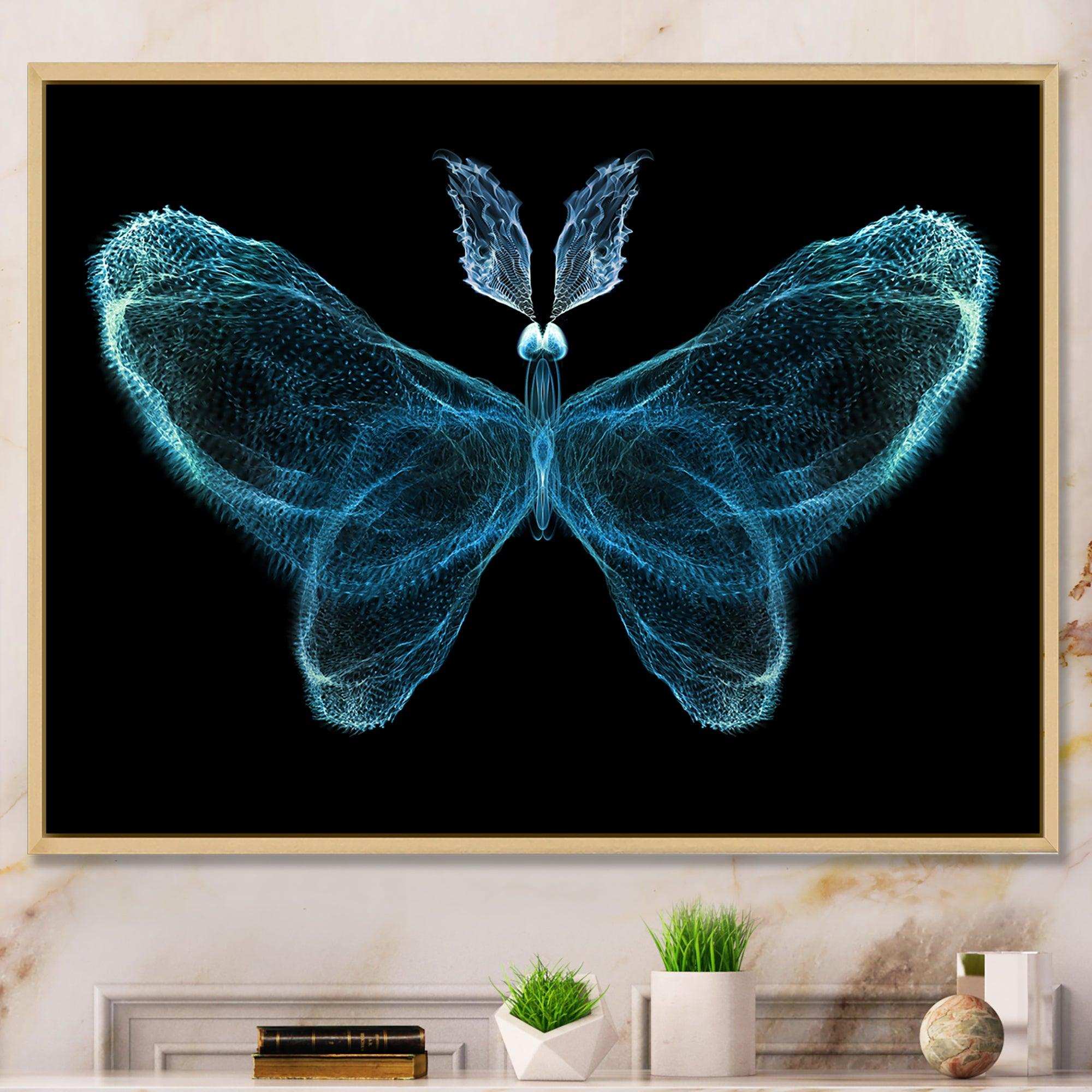 Turquoise Fractal Butterfly in Dark