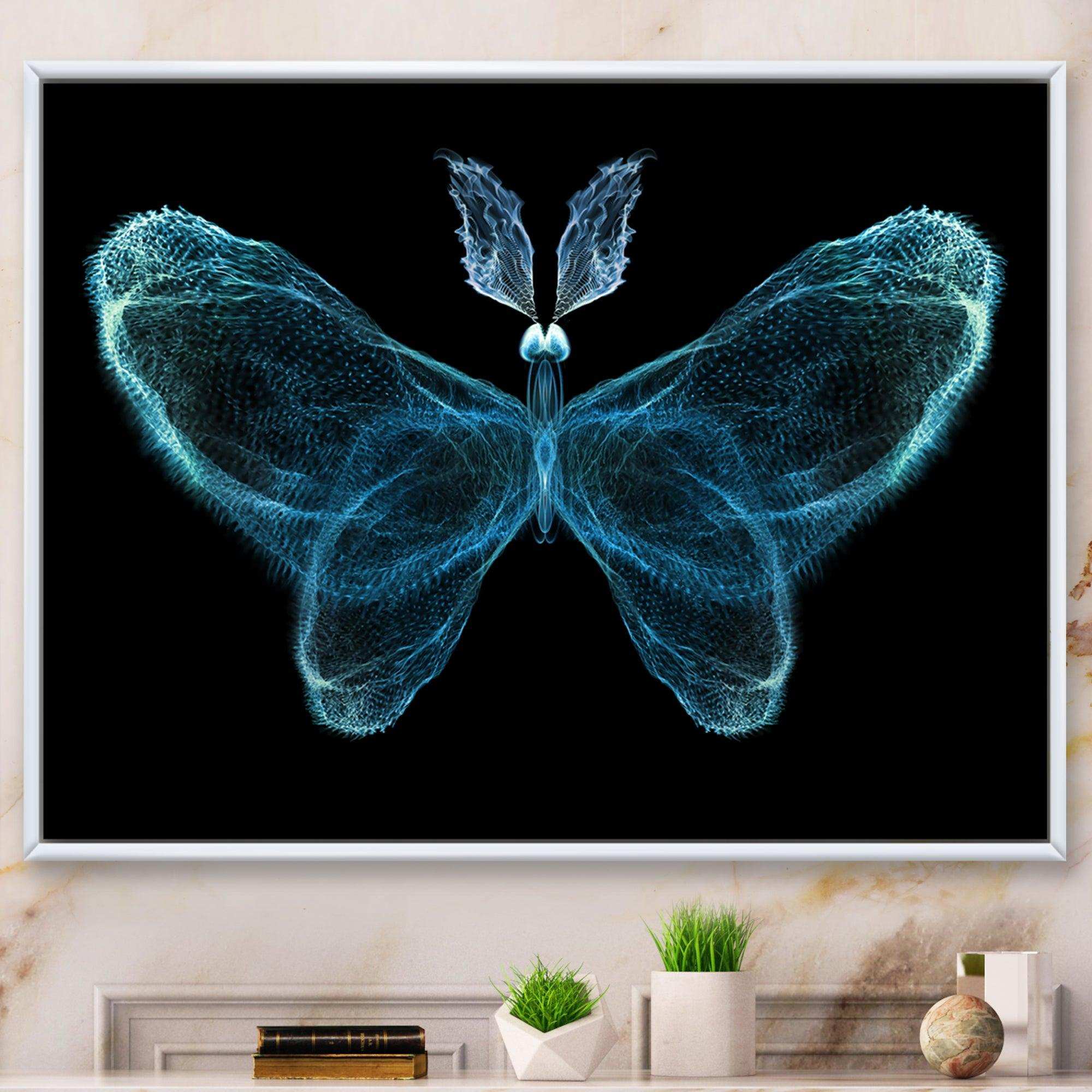 Turquoise Fractal Butterfly in Dark