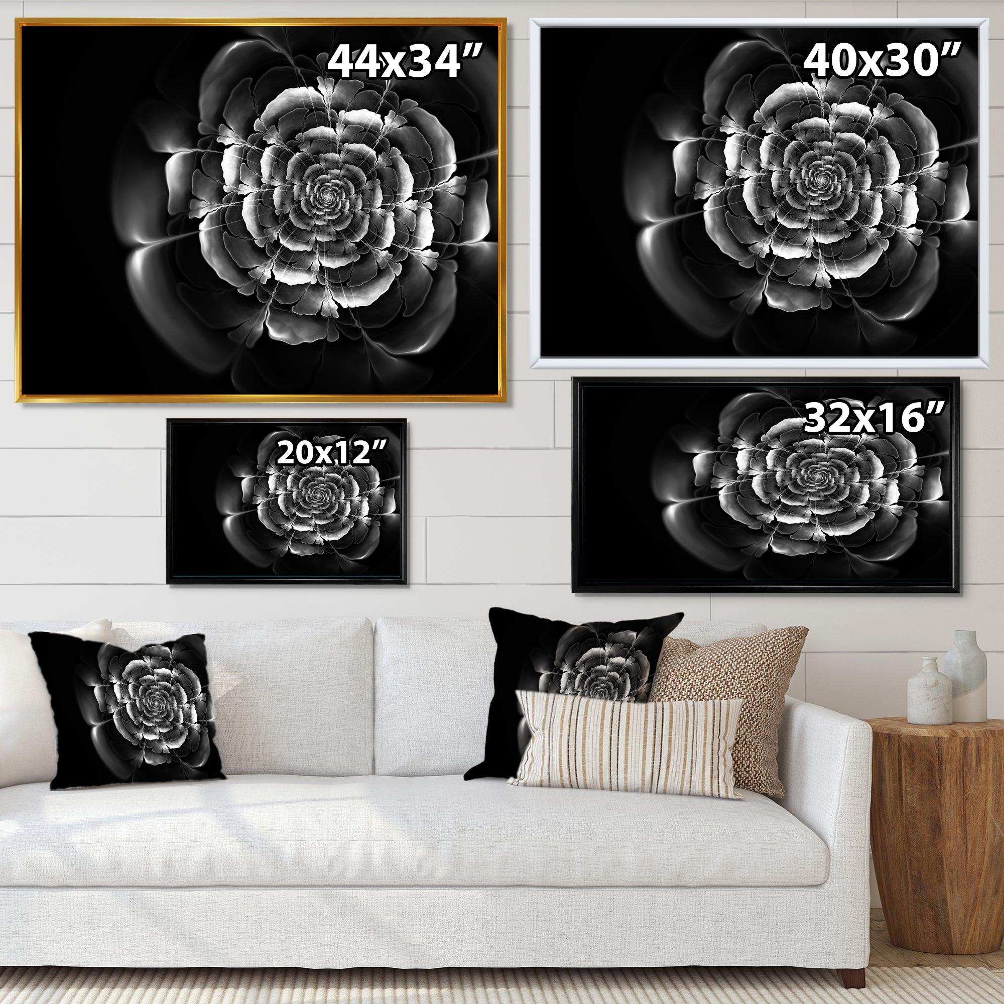 Fractal Silver Rose in Dark