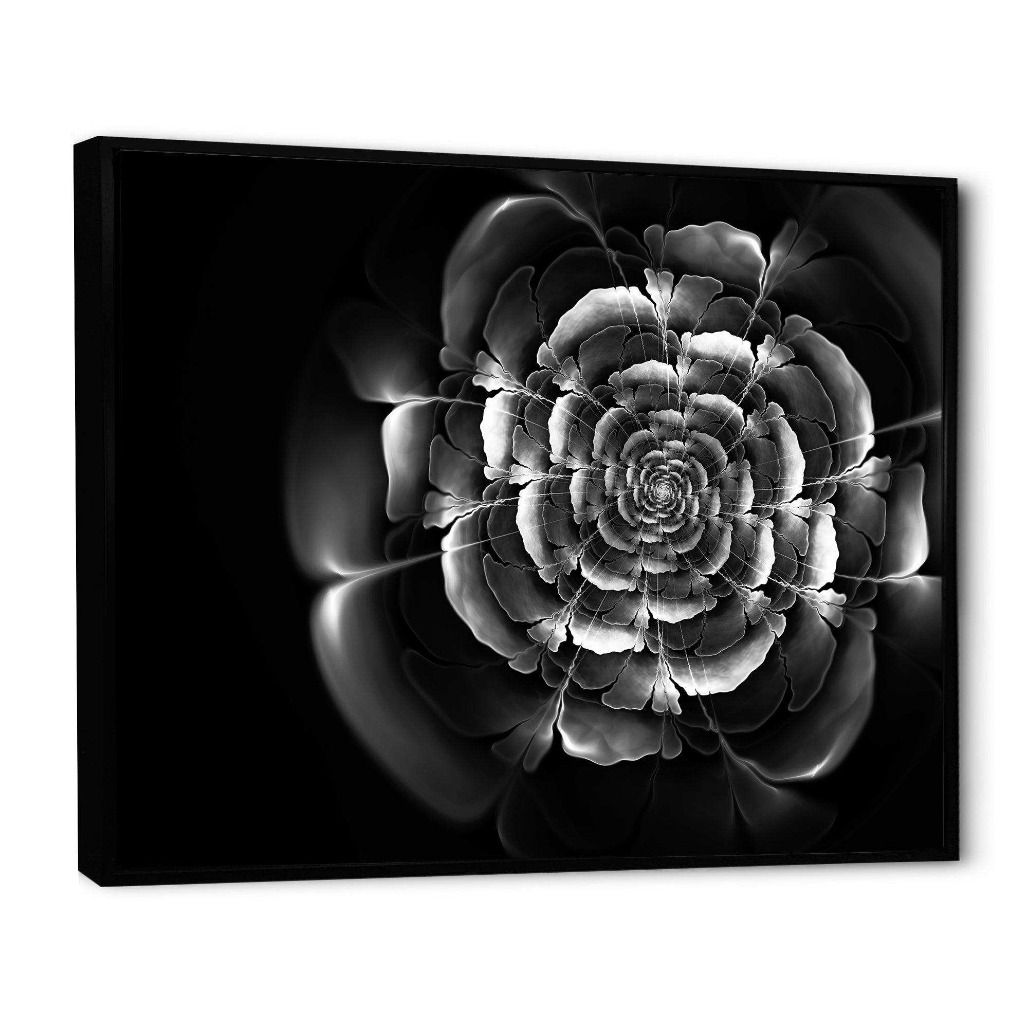 Fractal Silver Rose in Dark