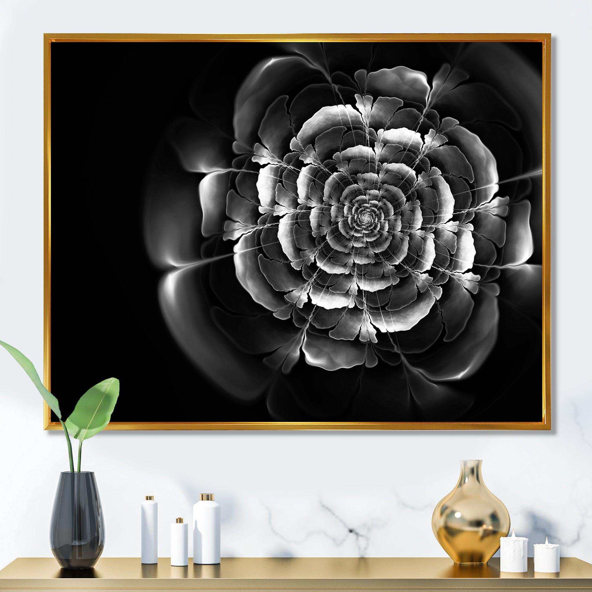 Fractal Silver Rose in Dark