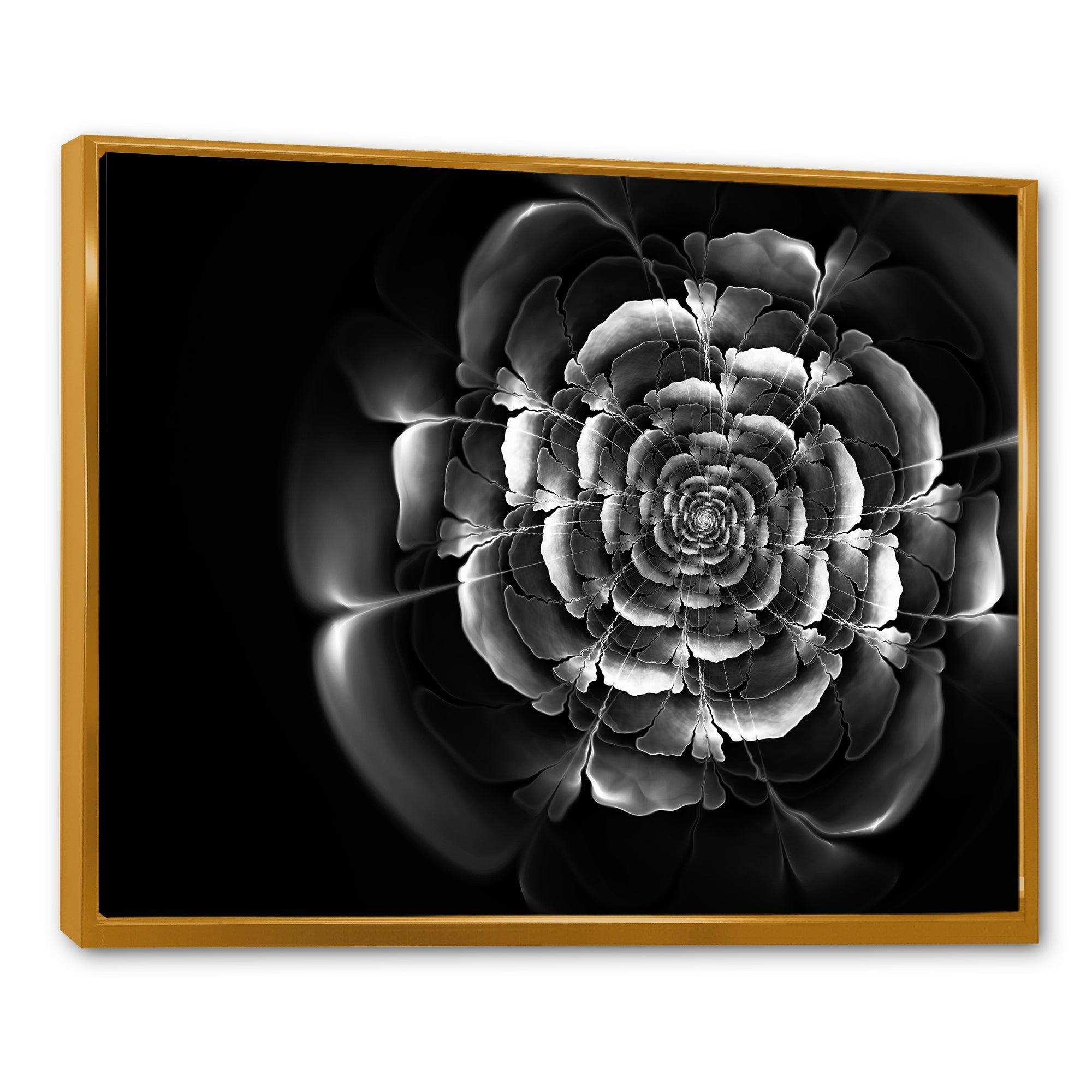 Fractal Silver Rose in Dark