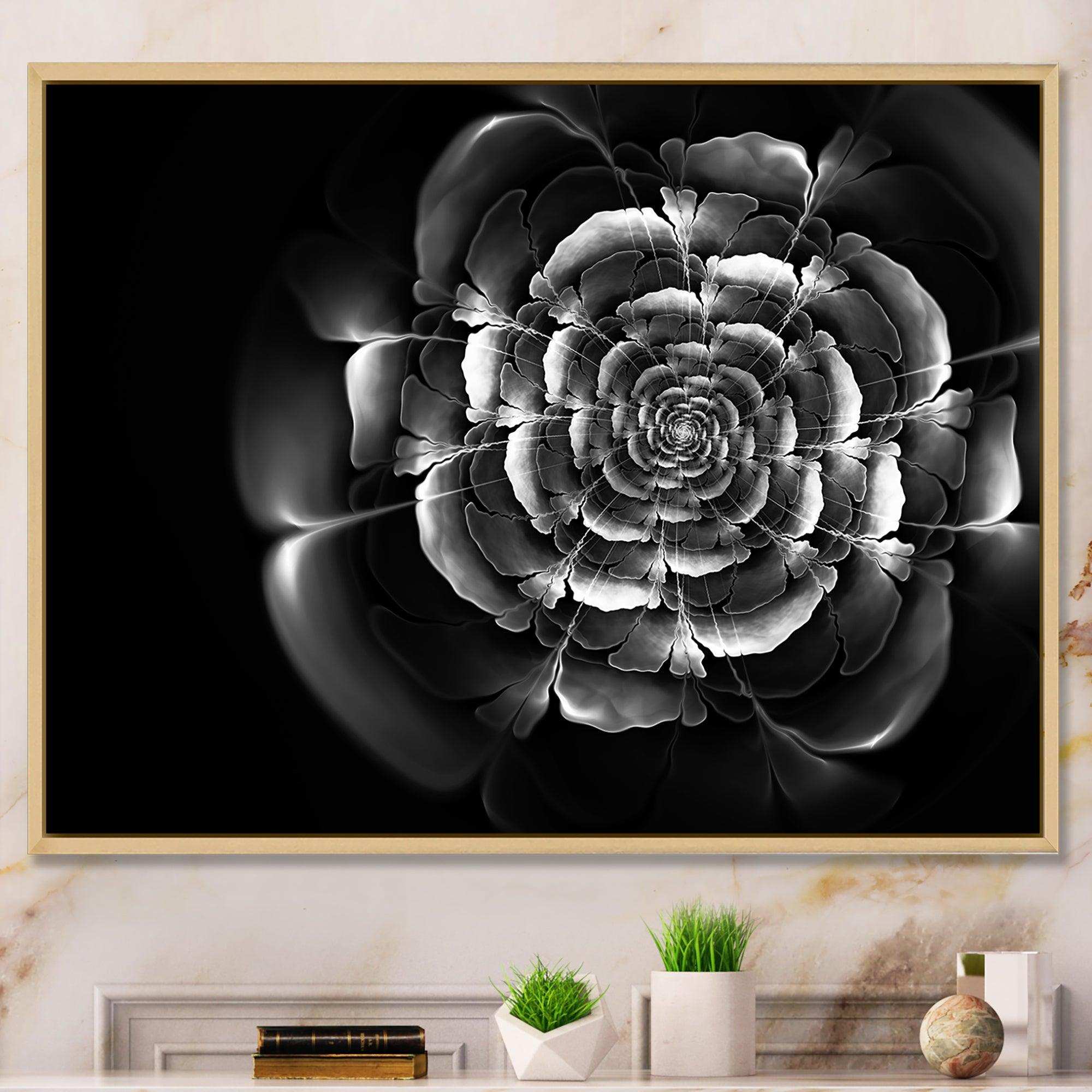 Fractal Silver Rose in Dark