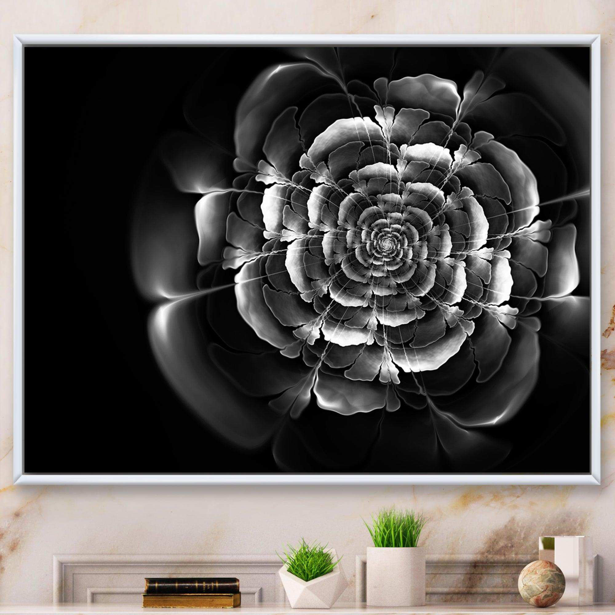Fractal Silver Rose in Dark