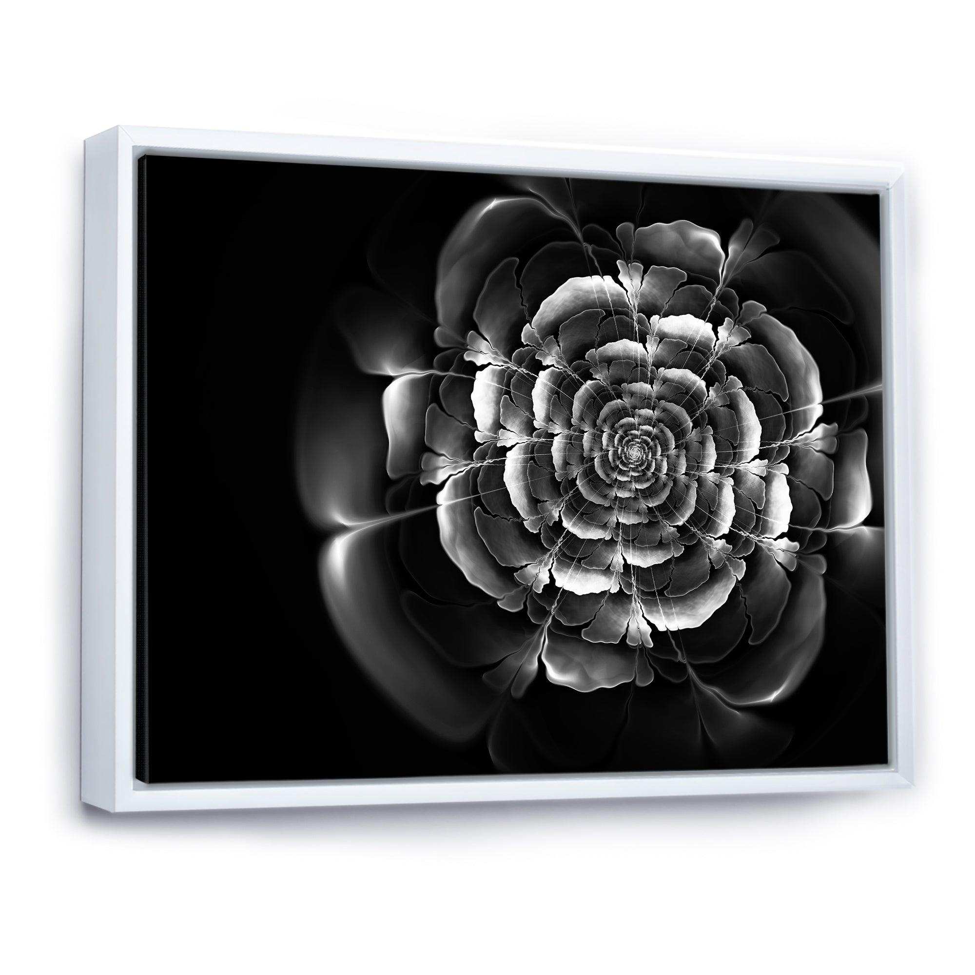 Fractal Silver Rose in Dark