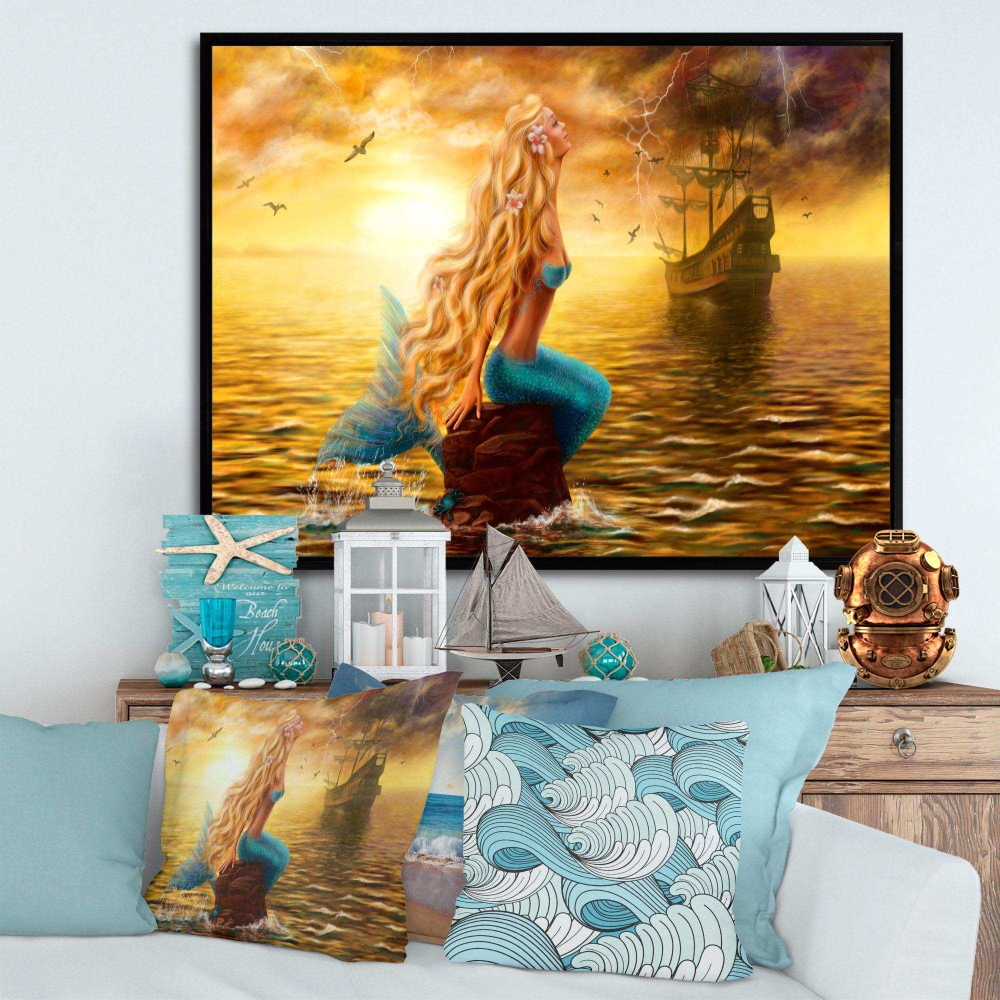 Sea Mermaid with Ghost Ship