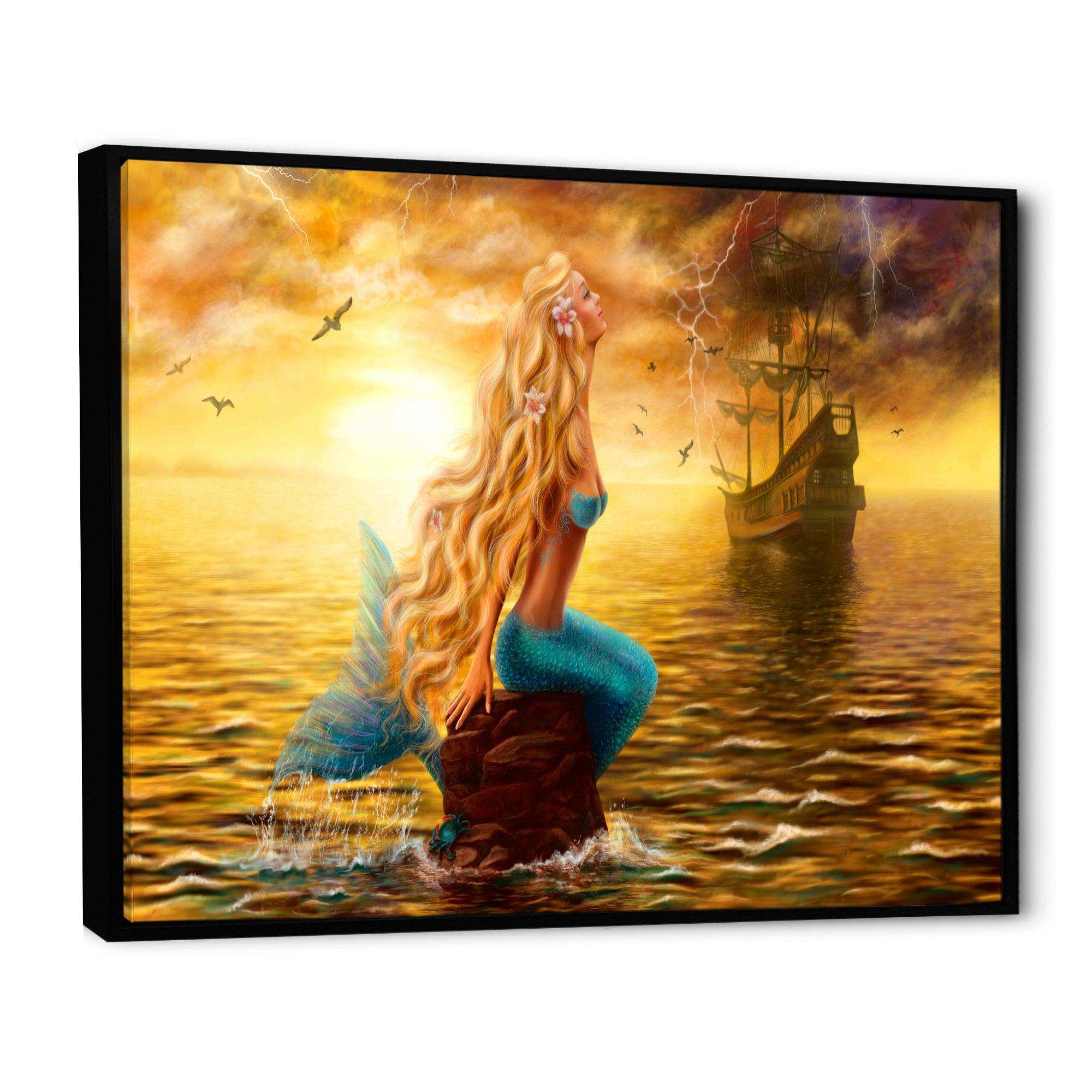 Sea Mermaid with Ghost Ship