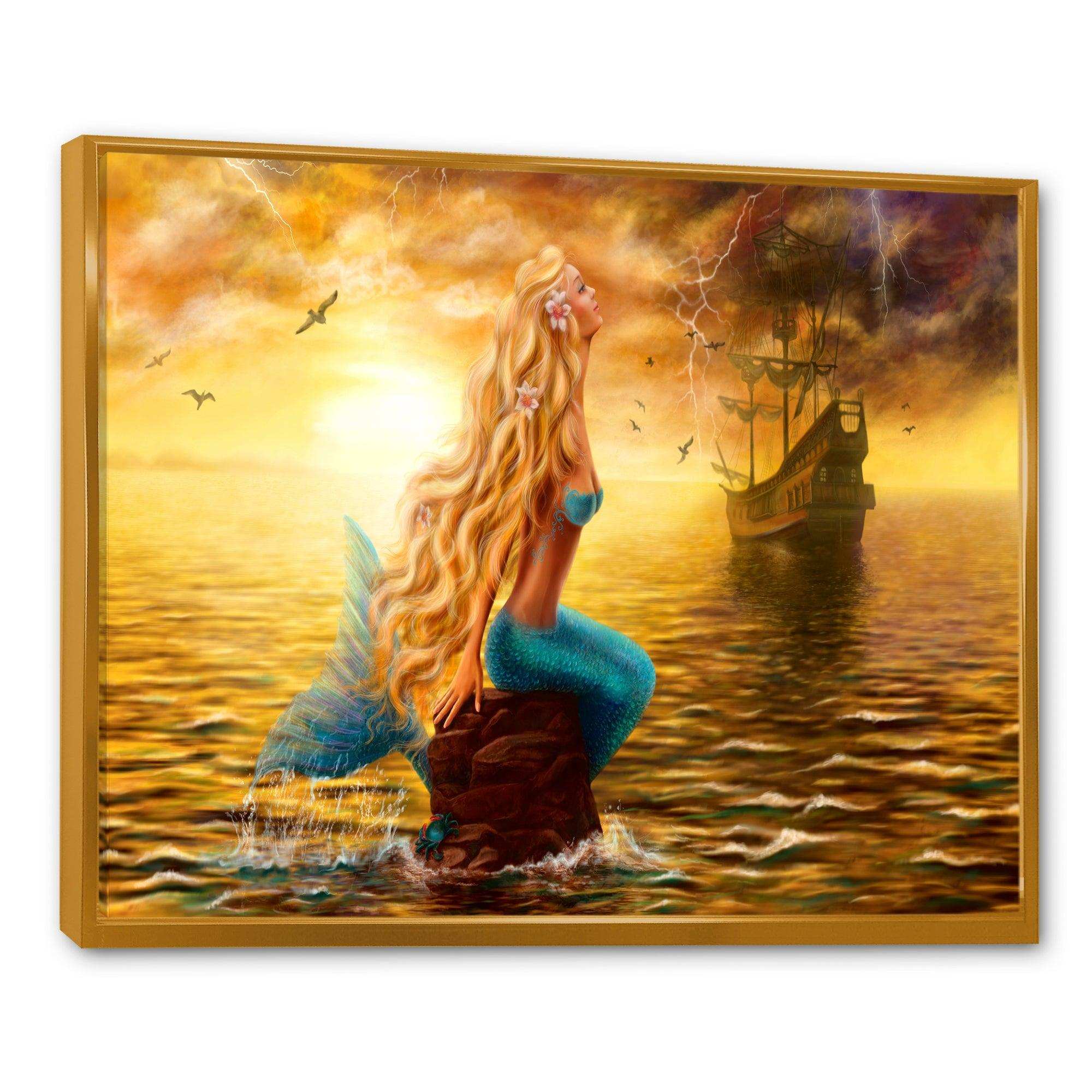 Sea Mermaid with Ghost Ship