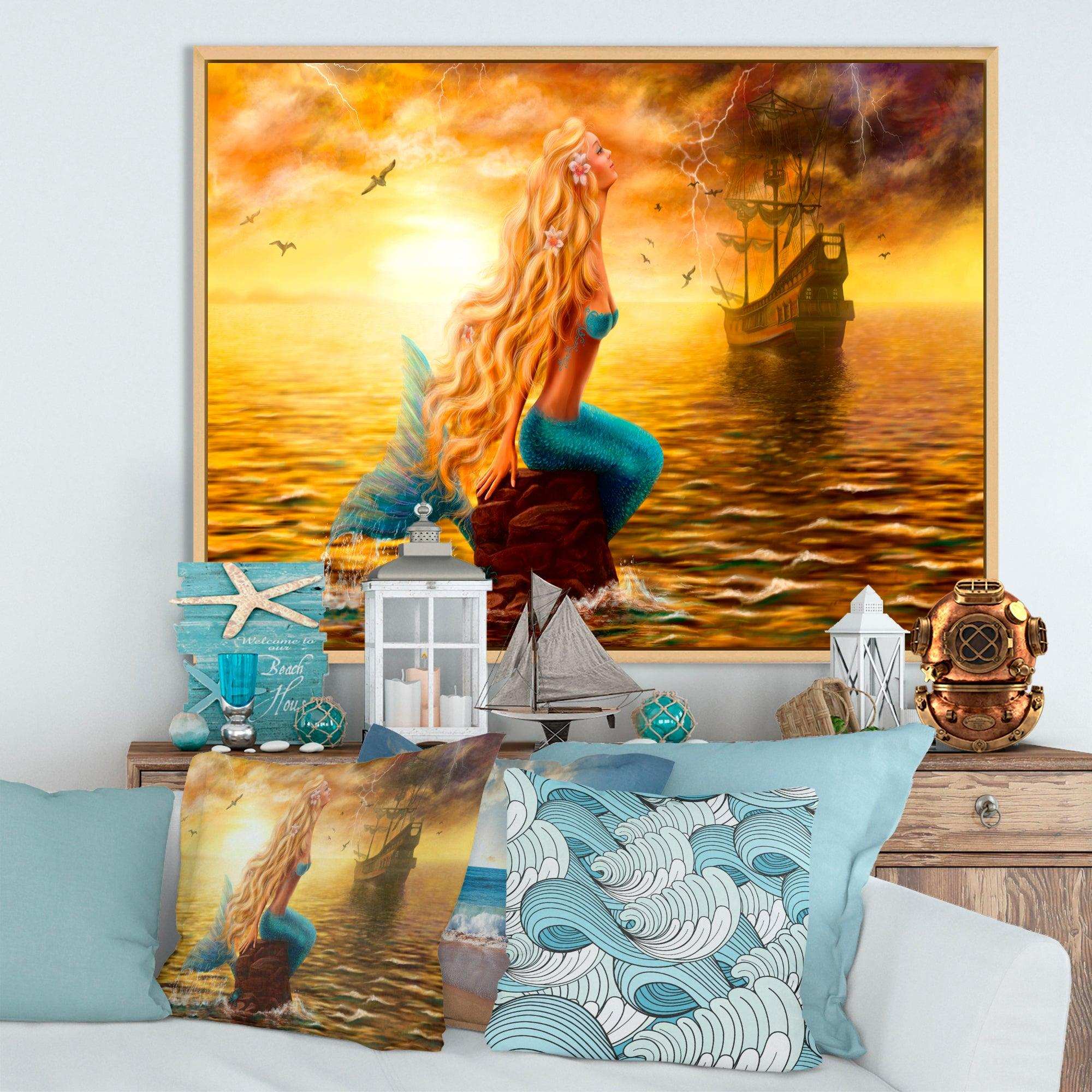 Sea Mermaid with Ghost Ship