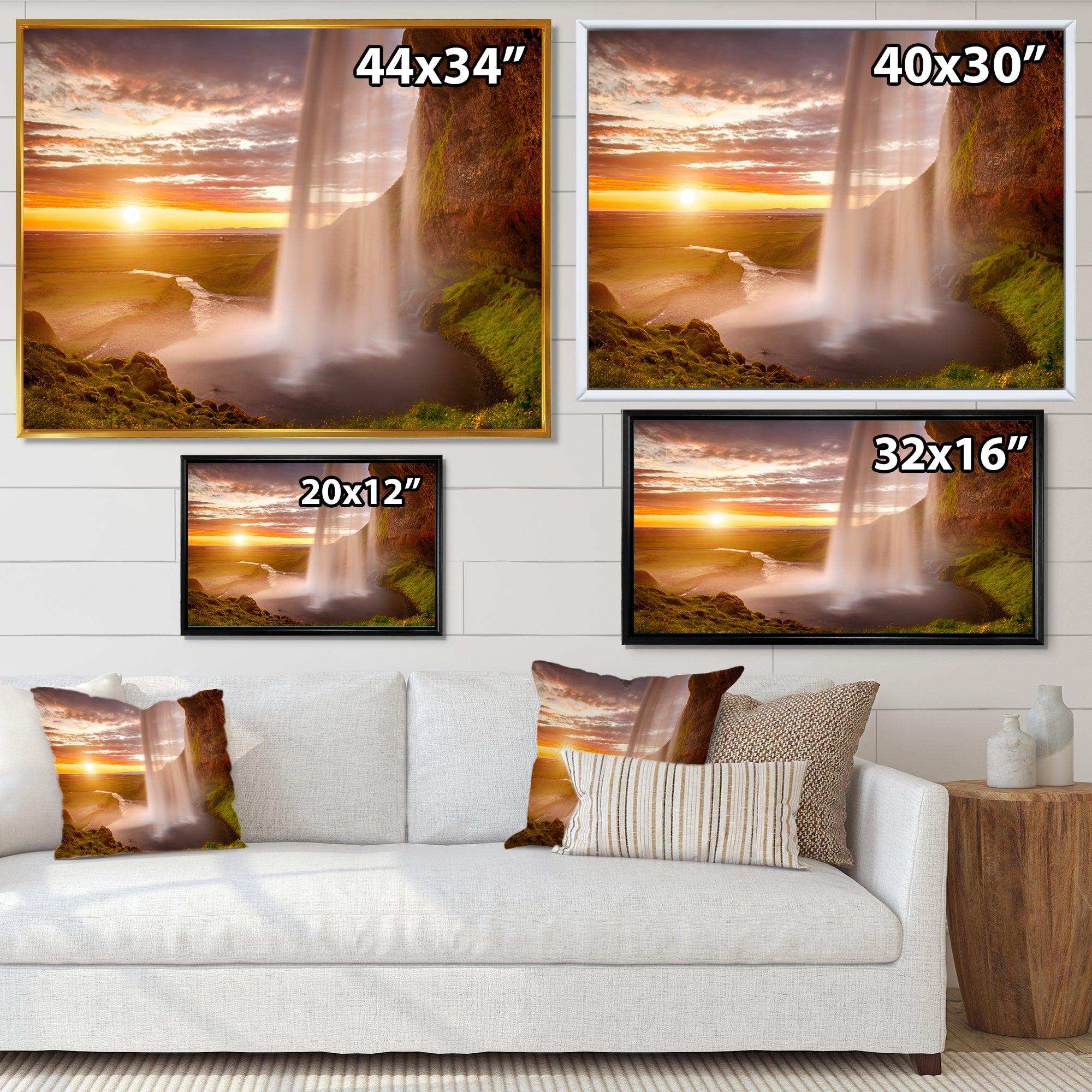 Seljalandsfoss Waterfall at Sunset