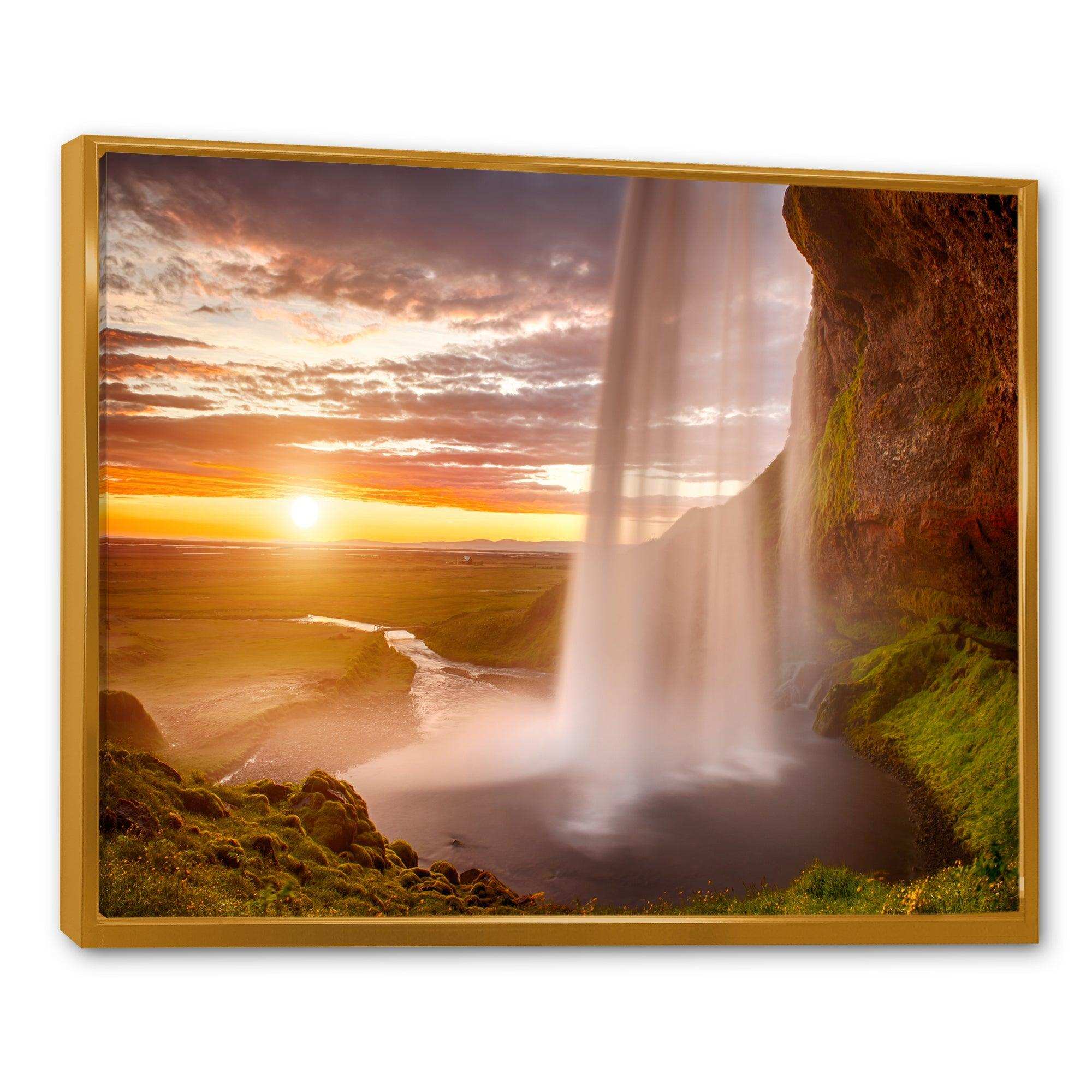 Seljalandsfoss Waterfall at Sunset
