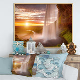 Seljalandsfoss Waterfall at Sunset