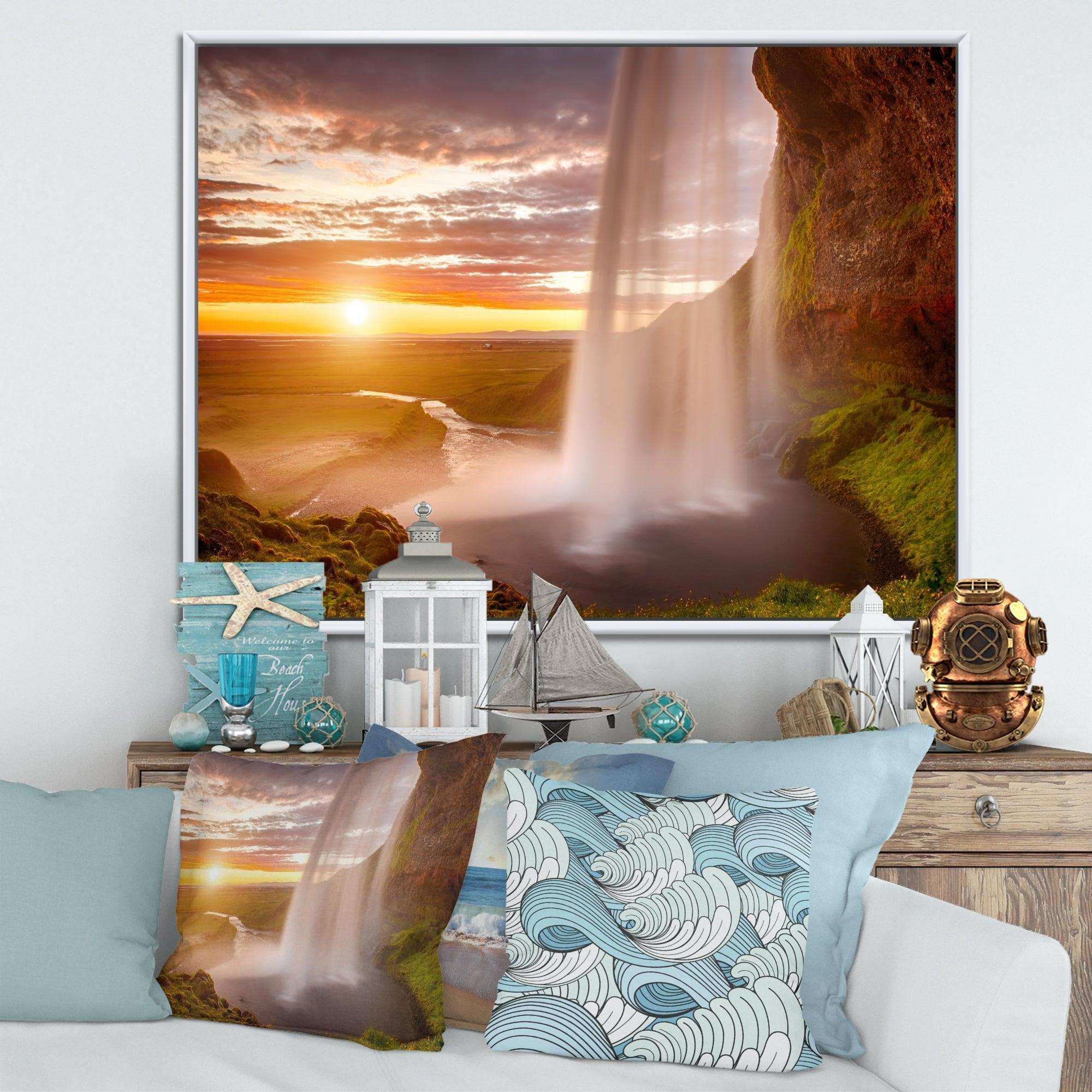 Seljalandsfoss Waterfall at Sunset