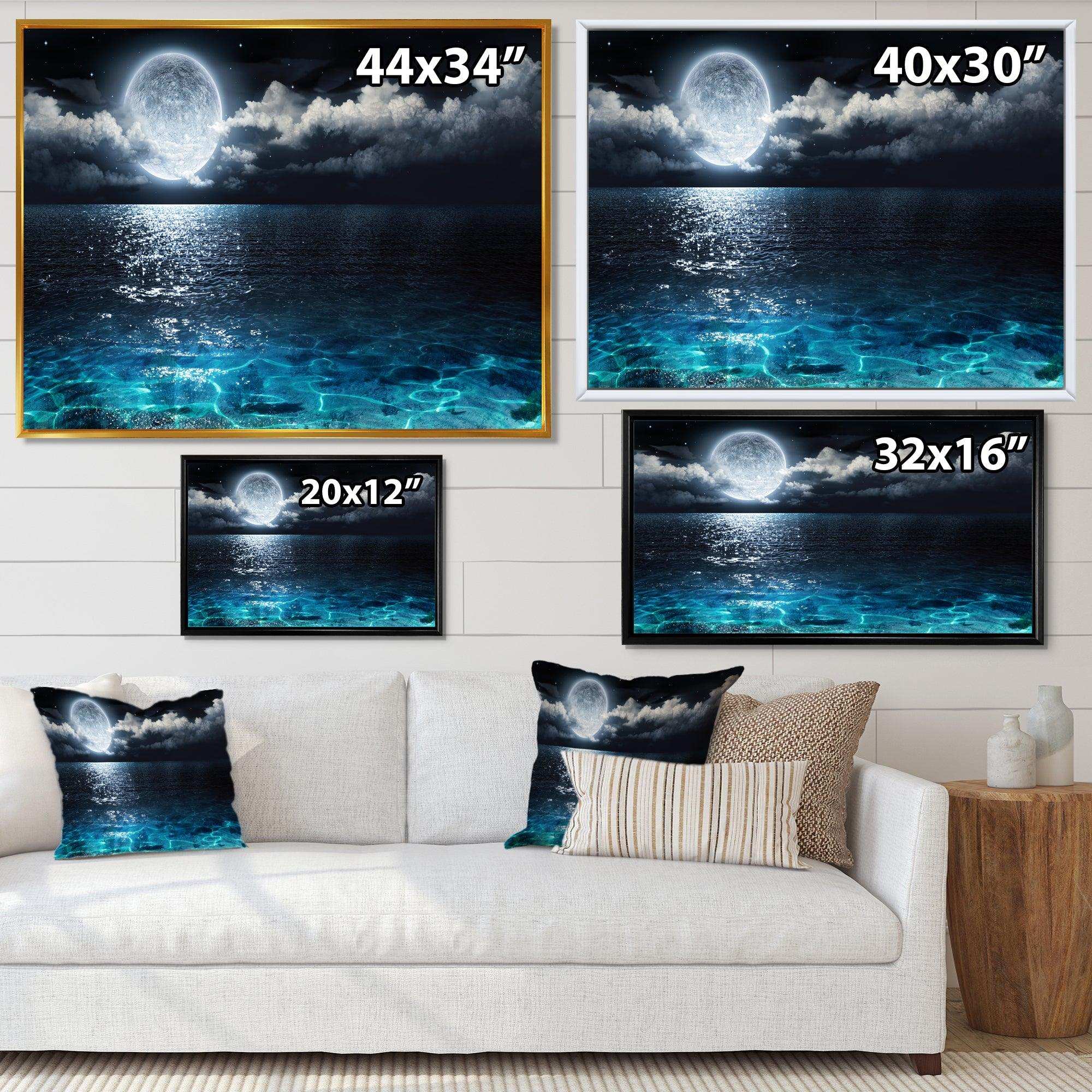 Romantic Full Moon Over Sea