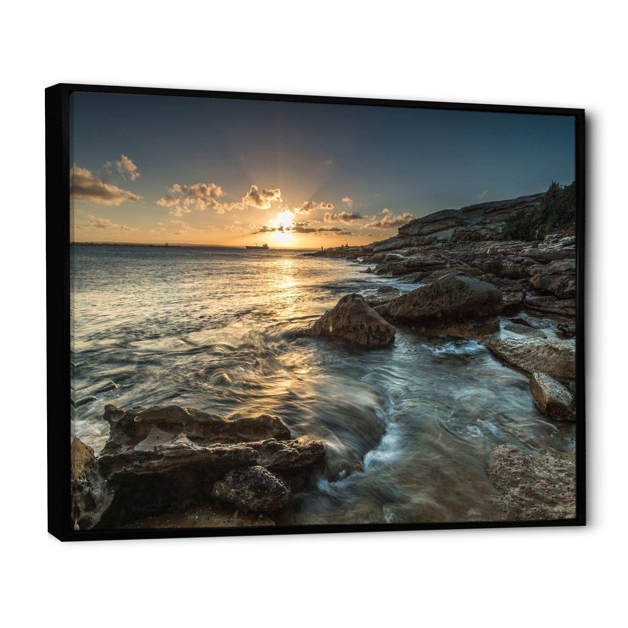 Sydney Beach with Bright Sunset