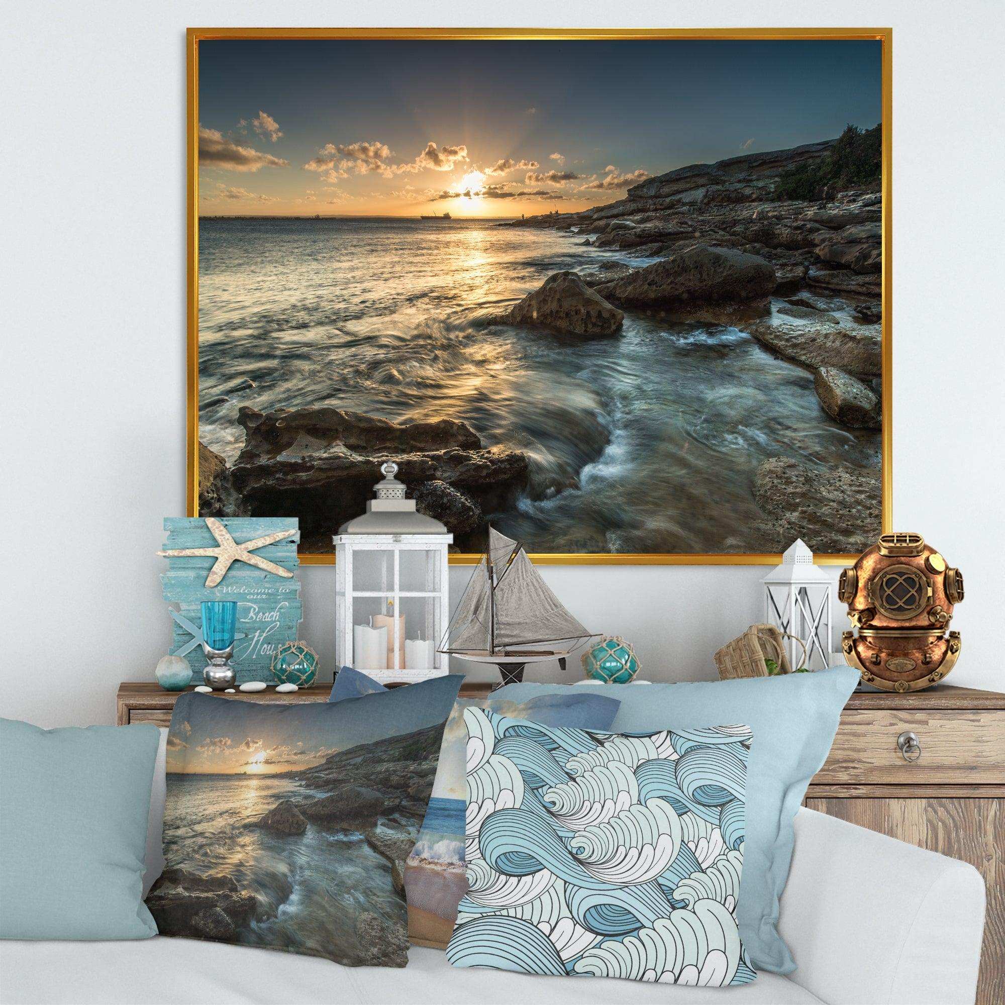 Sydney Beach with Bright Sunset