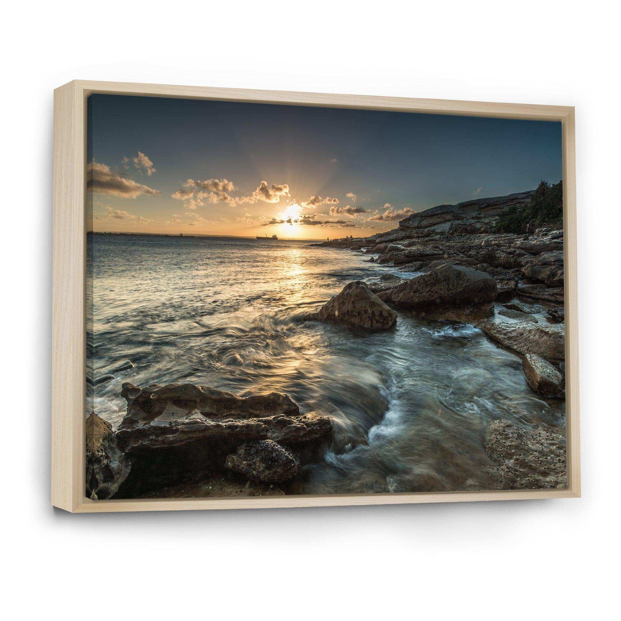 Sydney Beach with Bright Sunset
