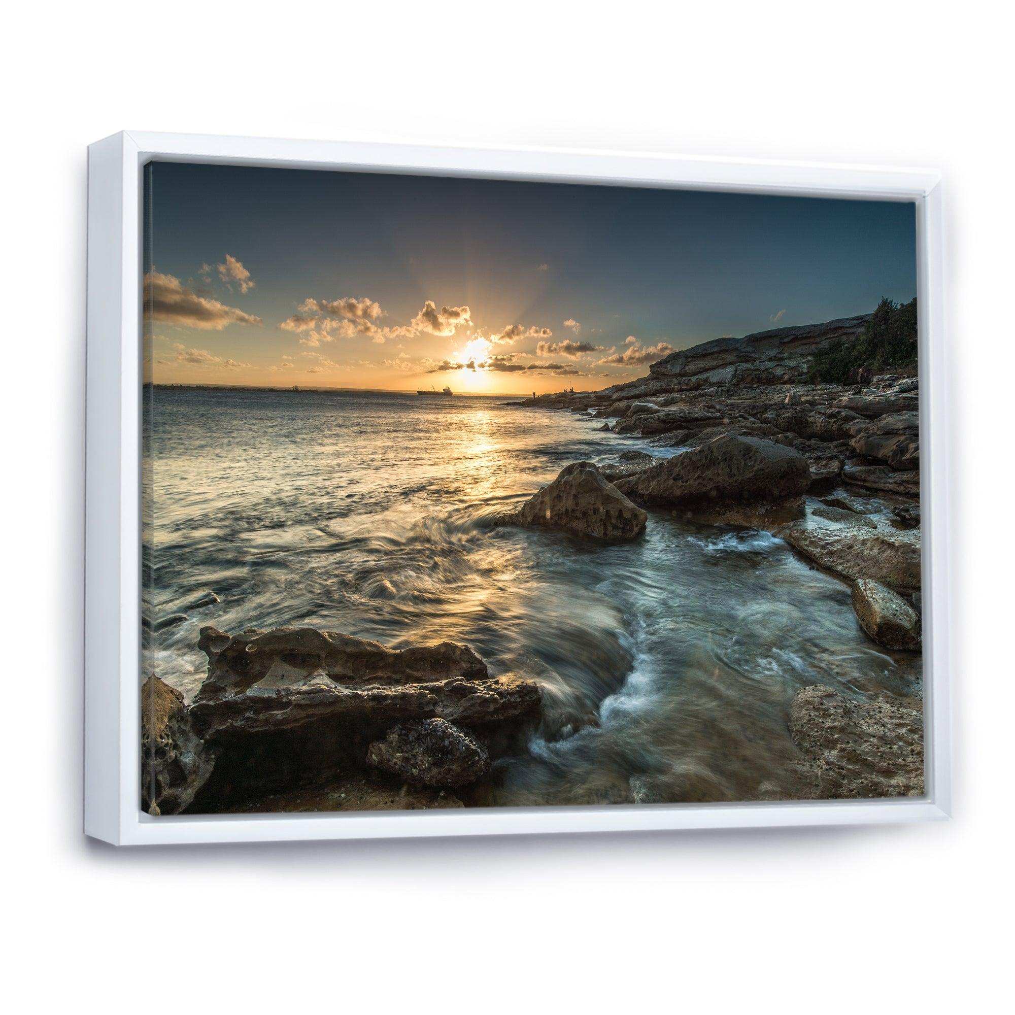 Sydney Beach with Bright Sunset
