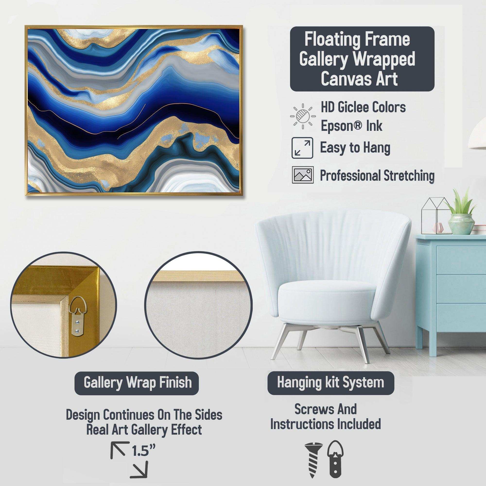 Blue Abstract Reflections III - Abstract Canvas Wall Art