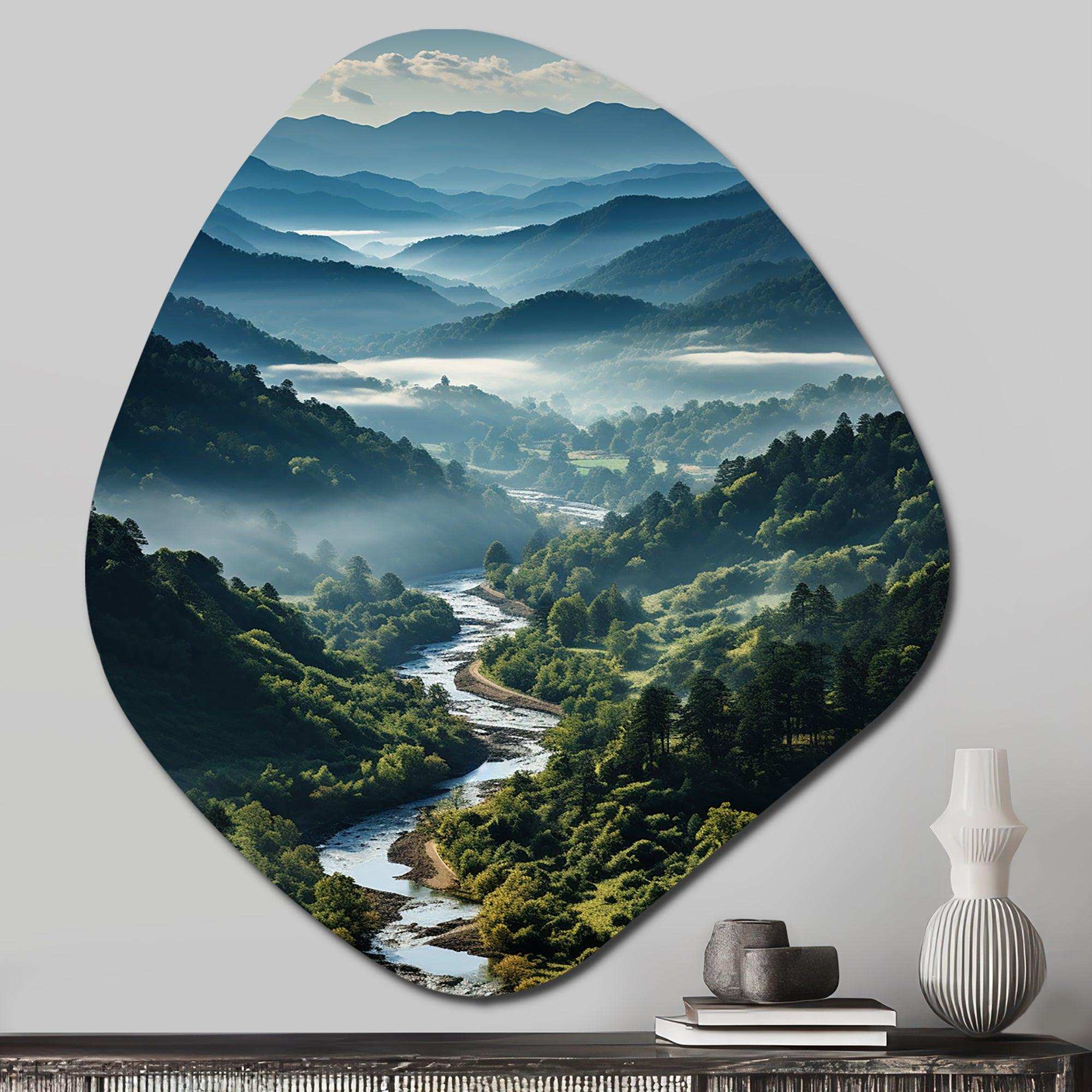 USA Great Smoky Mountains & Rivers - Asymmetric Metal Wall Art