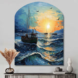 Vangogh Seascape With Fishing III - Asymmetric Metal Wall Art
