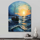 Vangogh Seascape With Fishing III - Asymmetric Metal Wall Art