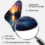 Vangogh Twilight Reflections Pointillism - Asymmetric Metal Wall Art