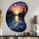 Vangogh Twilight Reflections Pointillism - Asymmetric Metal Wall Art