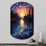 Vangogh Twilight Reflections Pointillism - Asymmetric Metal Wall Art