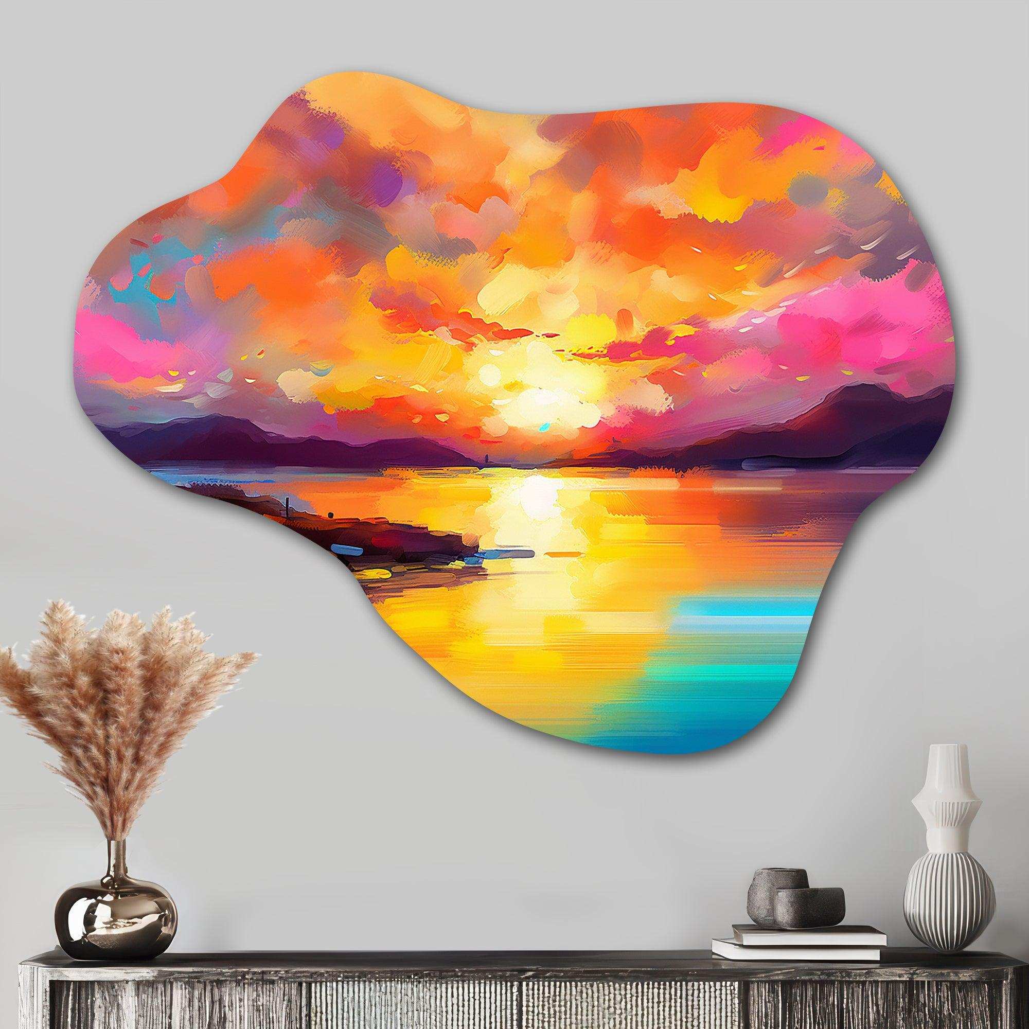 Sunset With Colorful Reflections II - Asymmetric Metal Wall Art