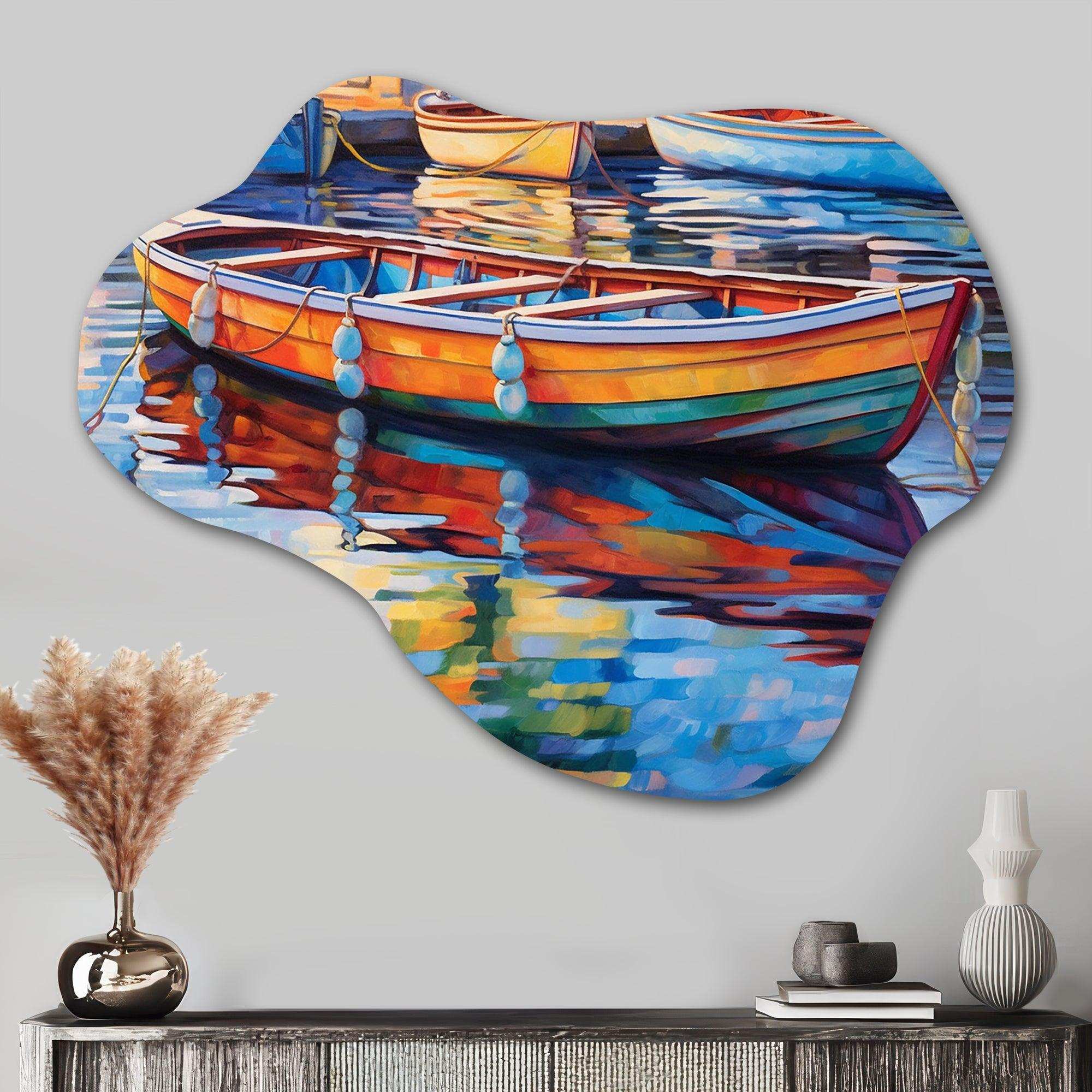 Boats In The Harbor - Asymmetric Metal Wall Art