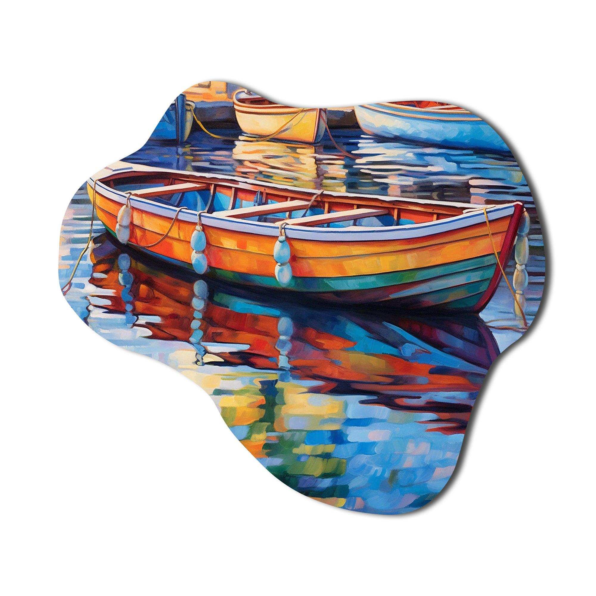 Boats In The Harbor - Asymmetric Metal Wall Art