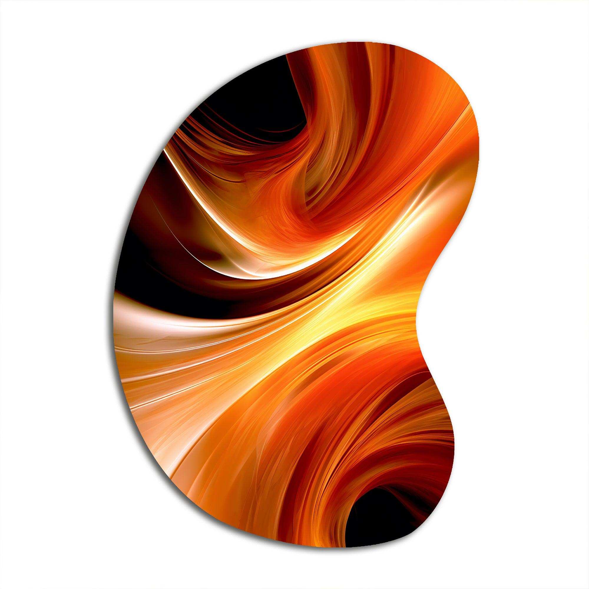 Orange Abstract Warm Fractal Design IV - Asymmetric Metal Wall Art