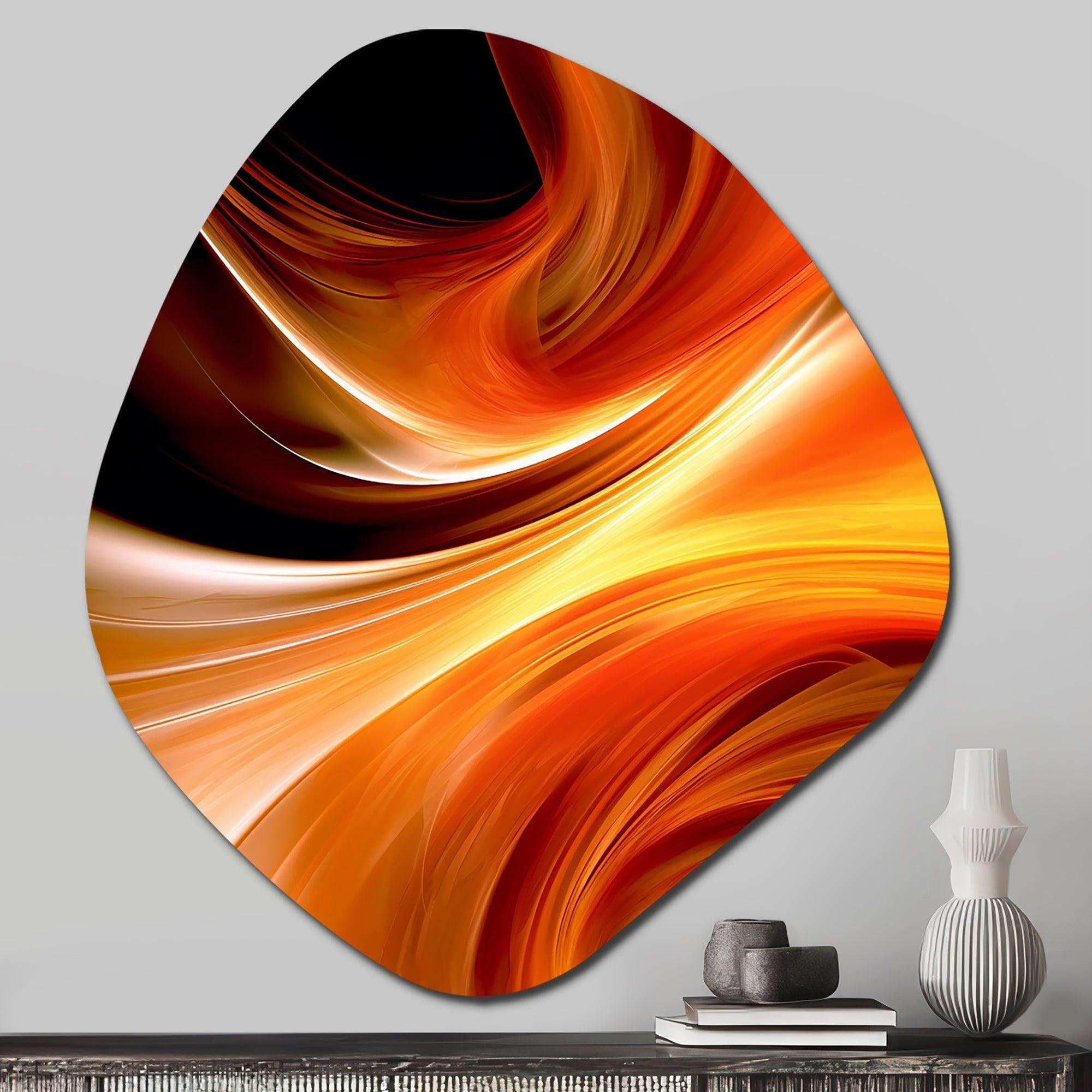 Orange Abstract Warm Fractal Design IV - Asymmetric Metal Wall Art