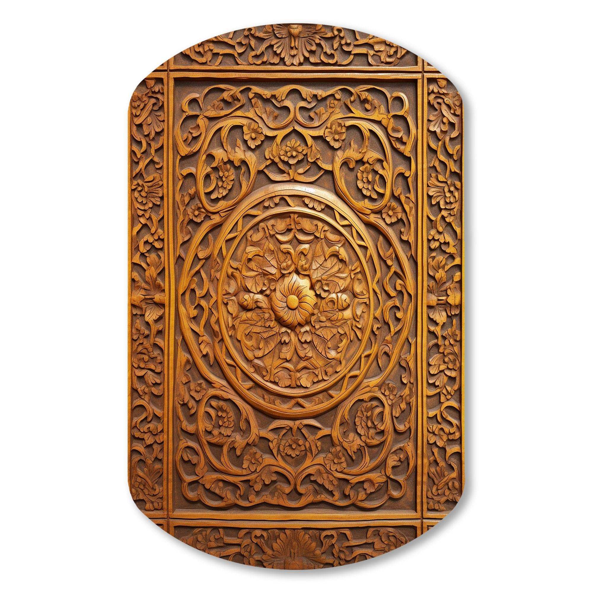 Old Carved Wooden Door IV - Asymmetric Metal Wall Art