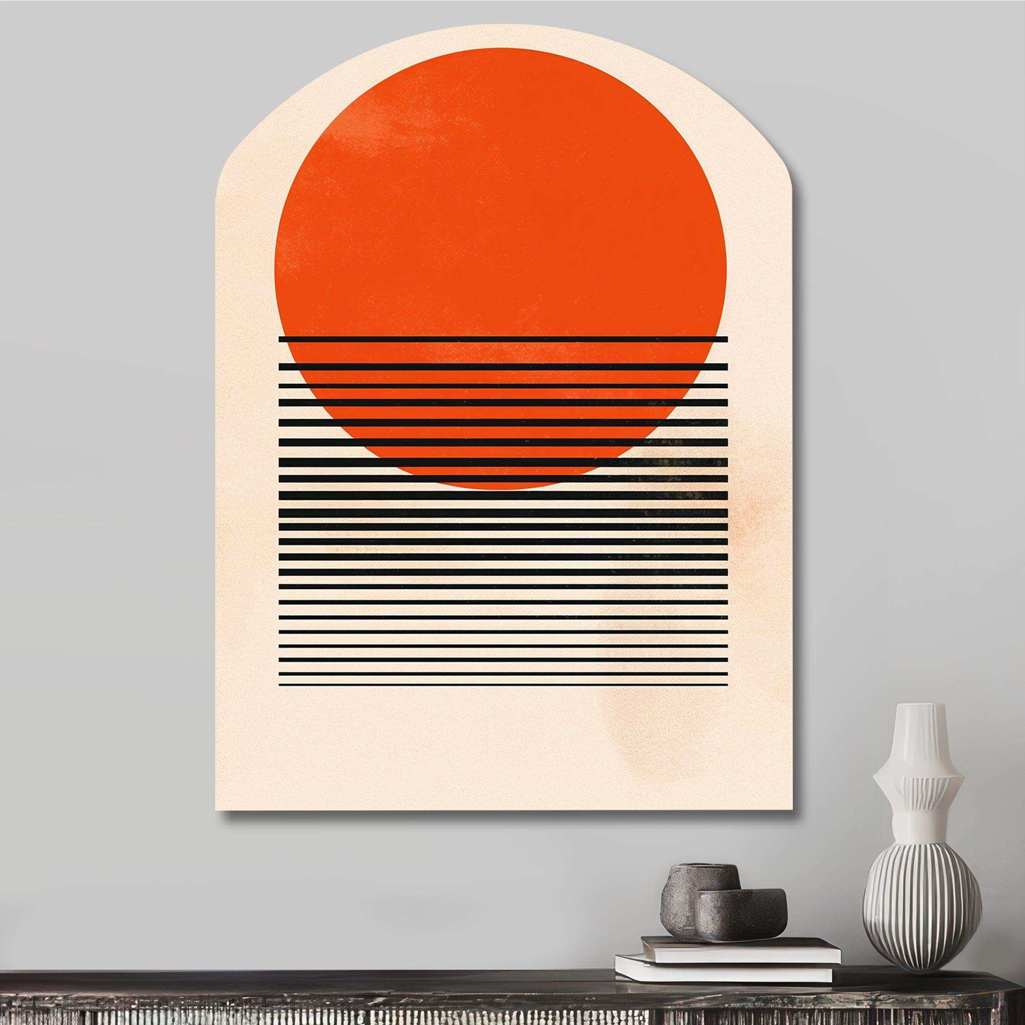 Minimal Geometric Orange Bold Sunset II - Asymmetric Metal Wall Art