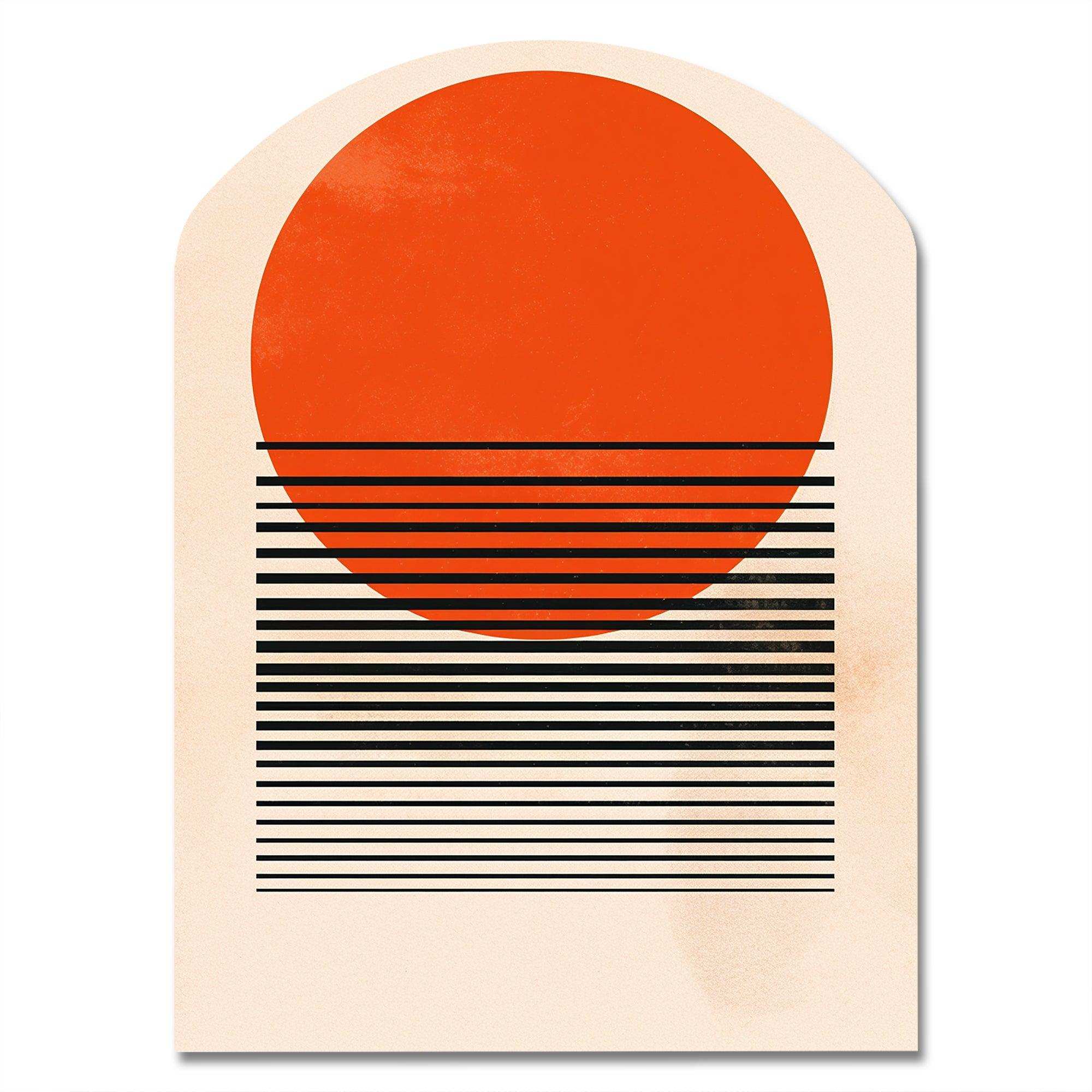 Minimal Geometric Orange Bold Sunset II - Asymmetric Metal Wall Art