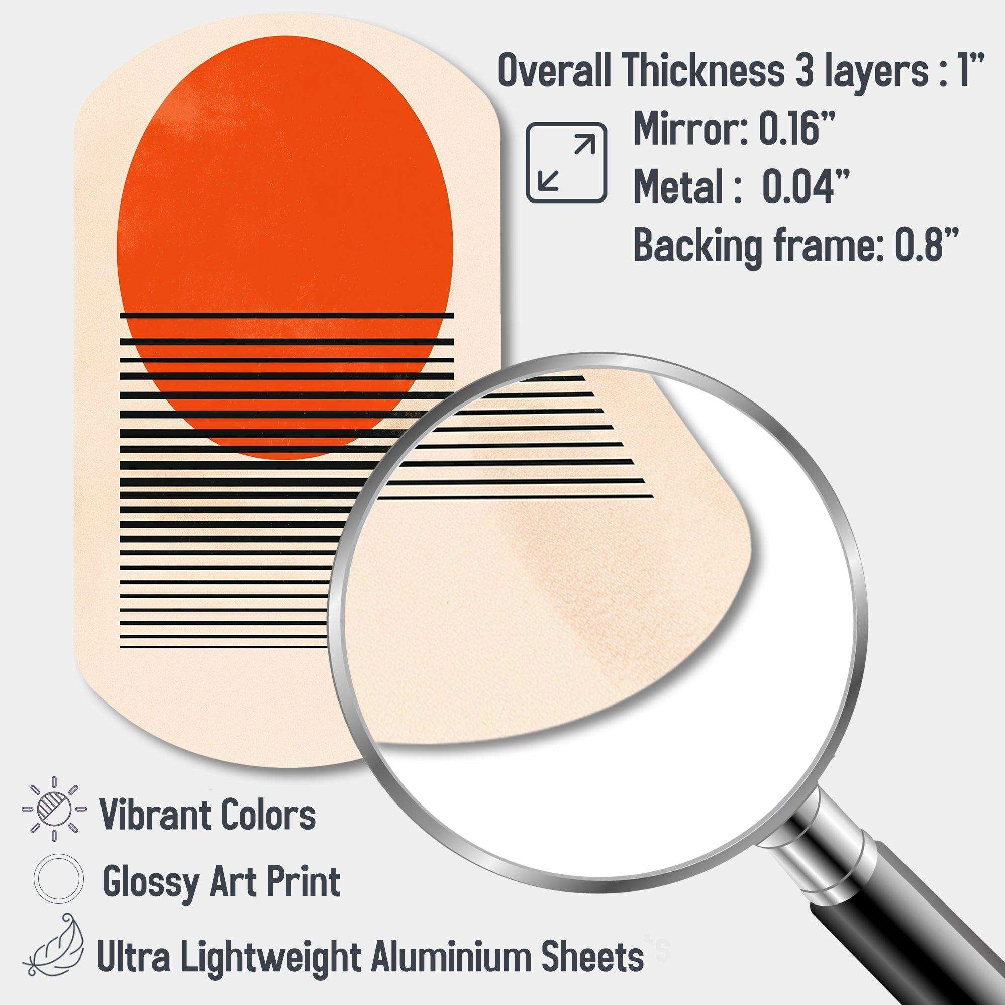 Minimal Geometric Orange Bold Sunset II - Asymmetric Metal Wall Art