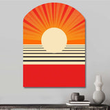 Minimal Geometric Orange Bold Sunset VI - Asymmetric Metal Wall Art