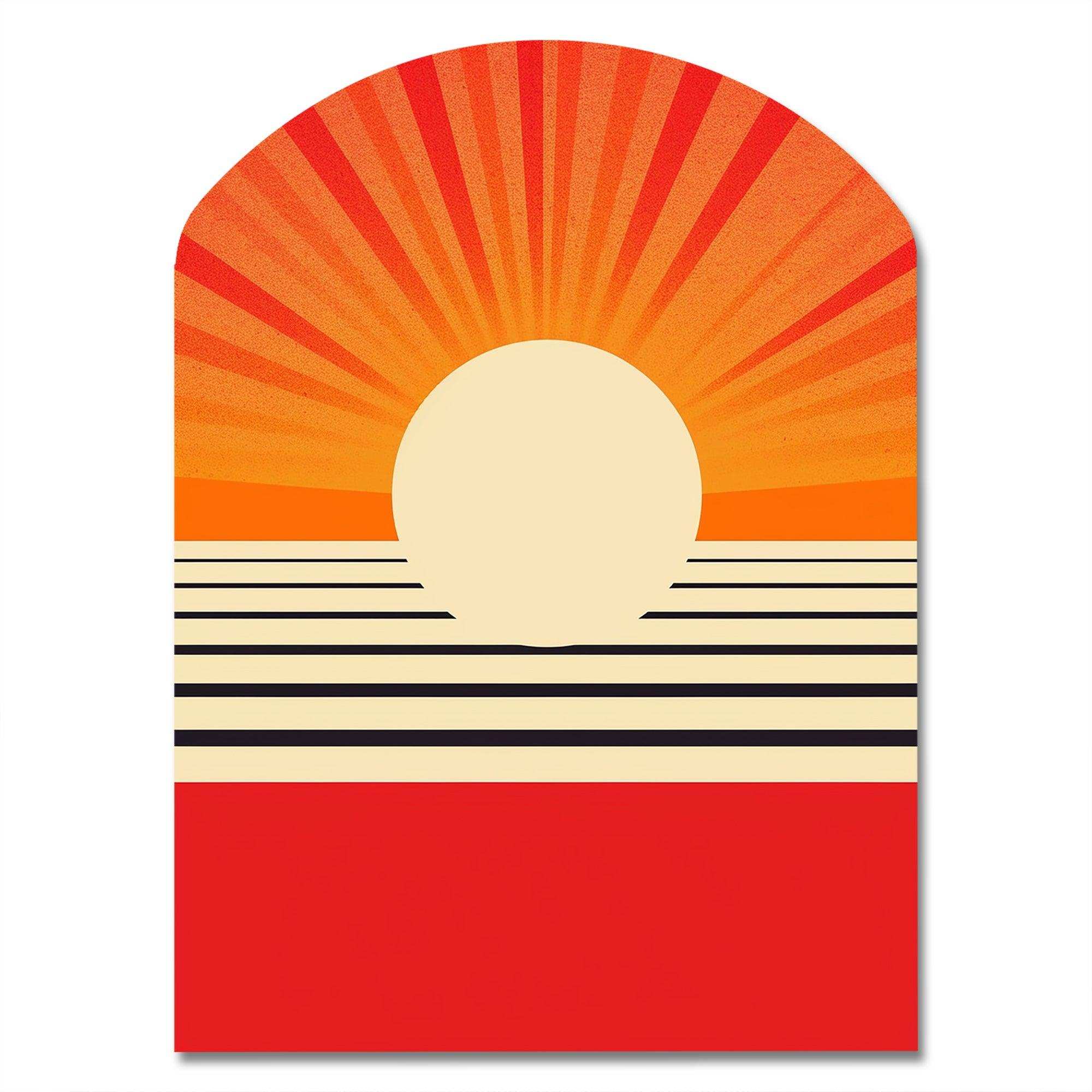Minimal Geometric Orange Bold Sunset VI - Asymmetric Metal Wall Art