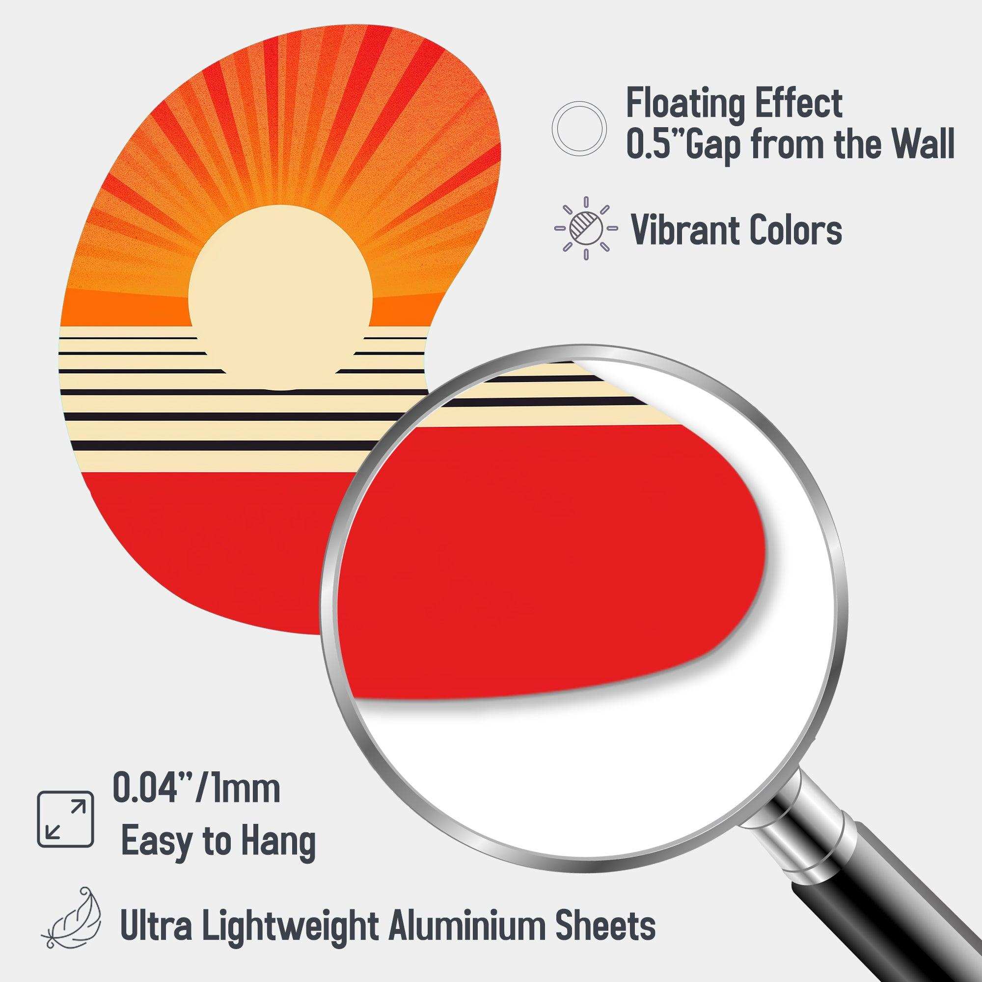 Minimal Geometric Orange Bold Sunset VI - Asymmetric Metal Wall Art