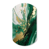 Green and Gold Serene Cascade III - Asymmetric Metal Wall Art