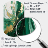 Green and Gold Serene Cascade III - Asymmetric Metal Wall Art