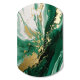 Green and Gold Serene Cascade III - Asymmetric Metal Wall Art
