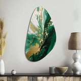 Green and Gold Serene Cascade III - Asymmetric Metal Wall Art