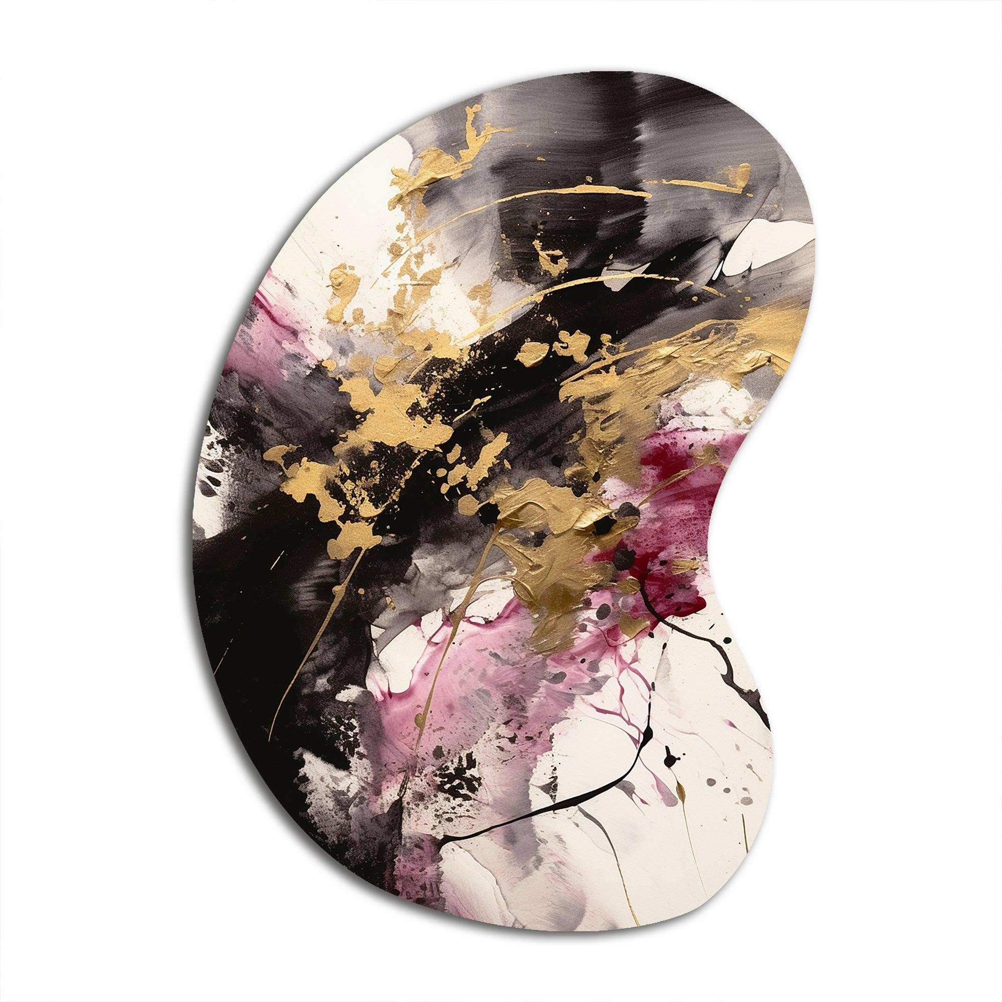 Gold and Pink Fluid Fusion II - Asymmetric Metal Wall Art
