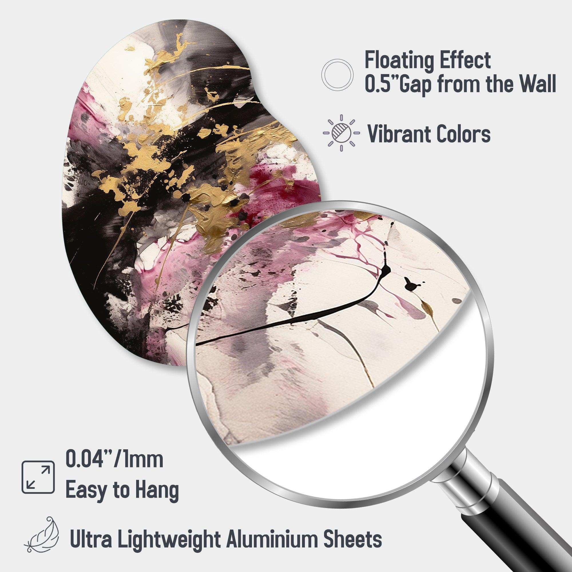 Gold and Pink Fluid Fusion II - Asymmetric Metal Wall Art