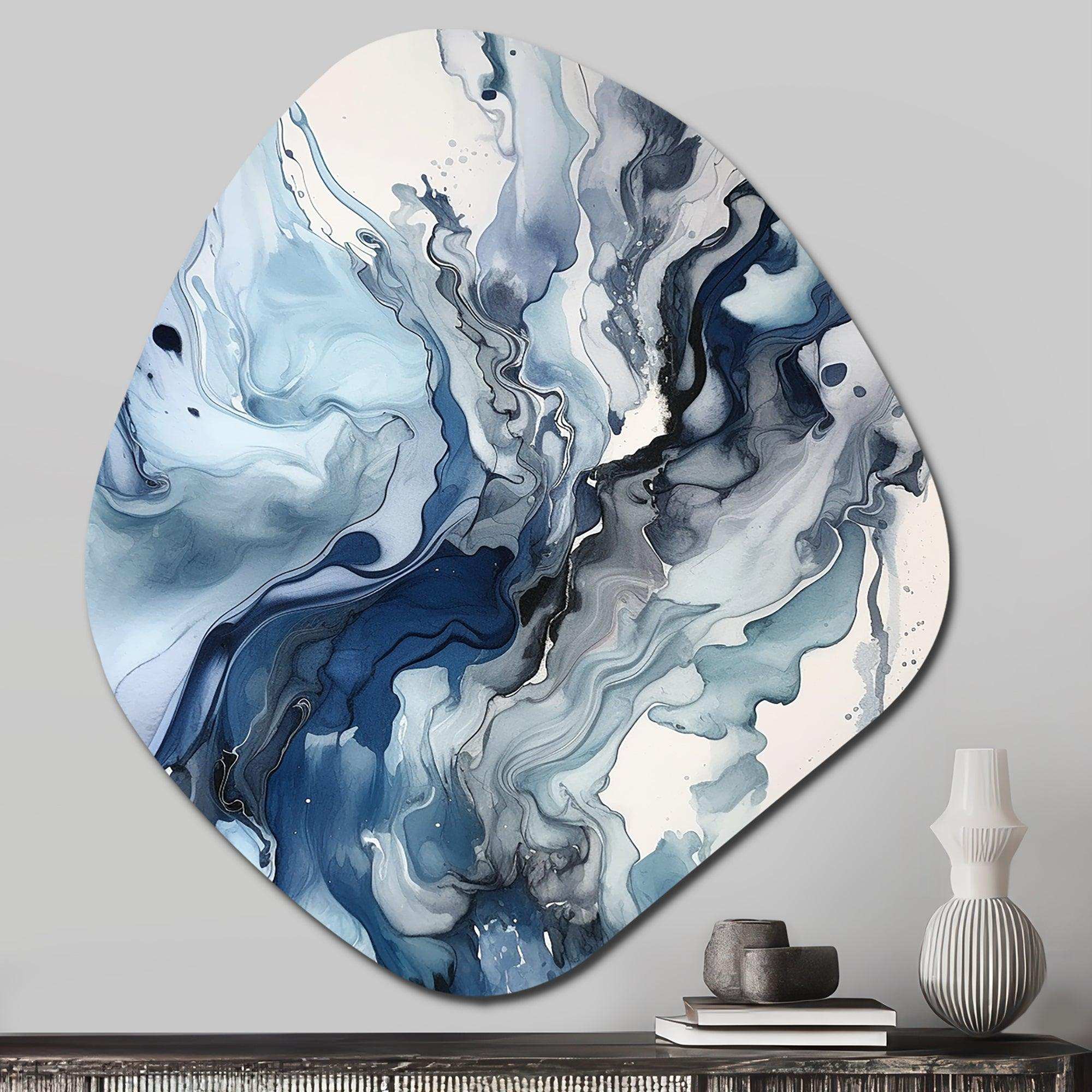 Blue and Grey Ethereal Elixir II - Asymmetric Metal Wall Art