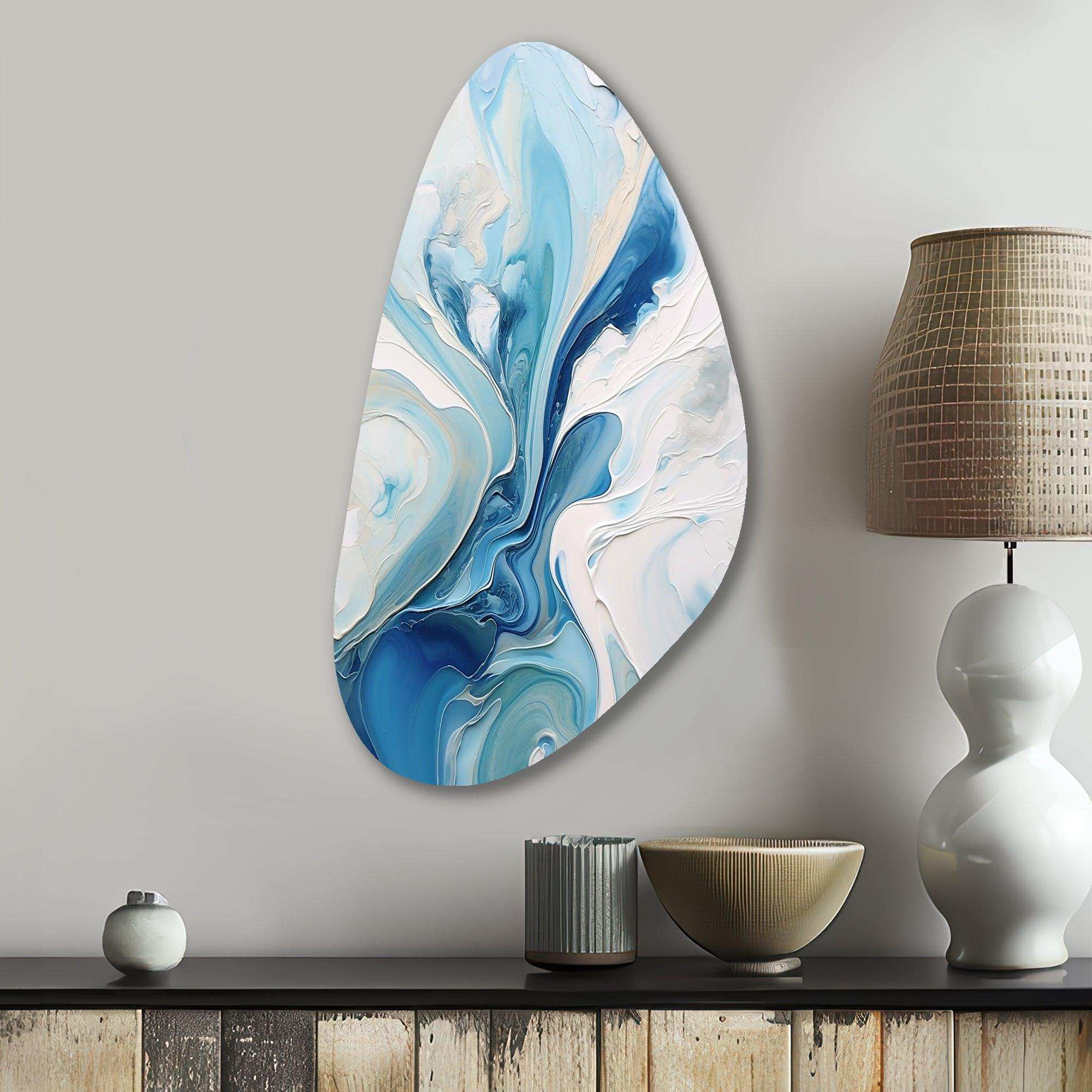 Blue and Grey Ethereal Elixir V - Asymmetric Metal Wall Art