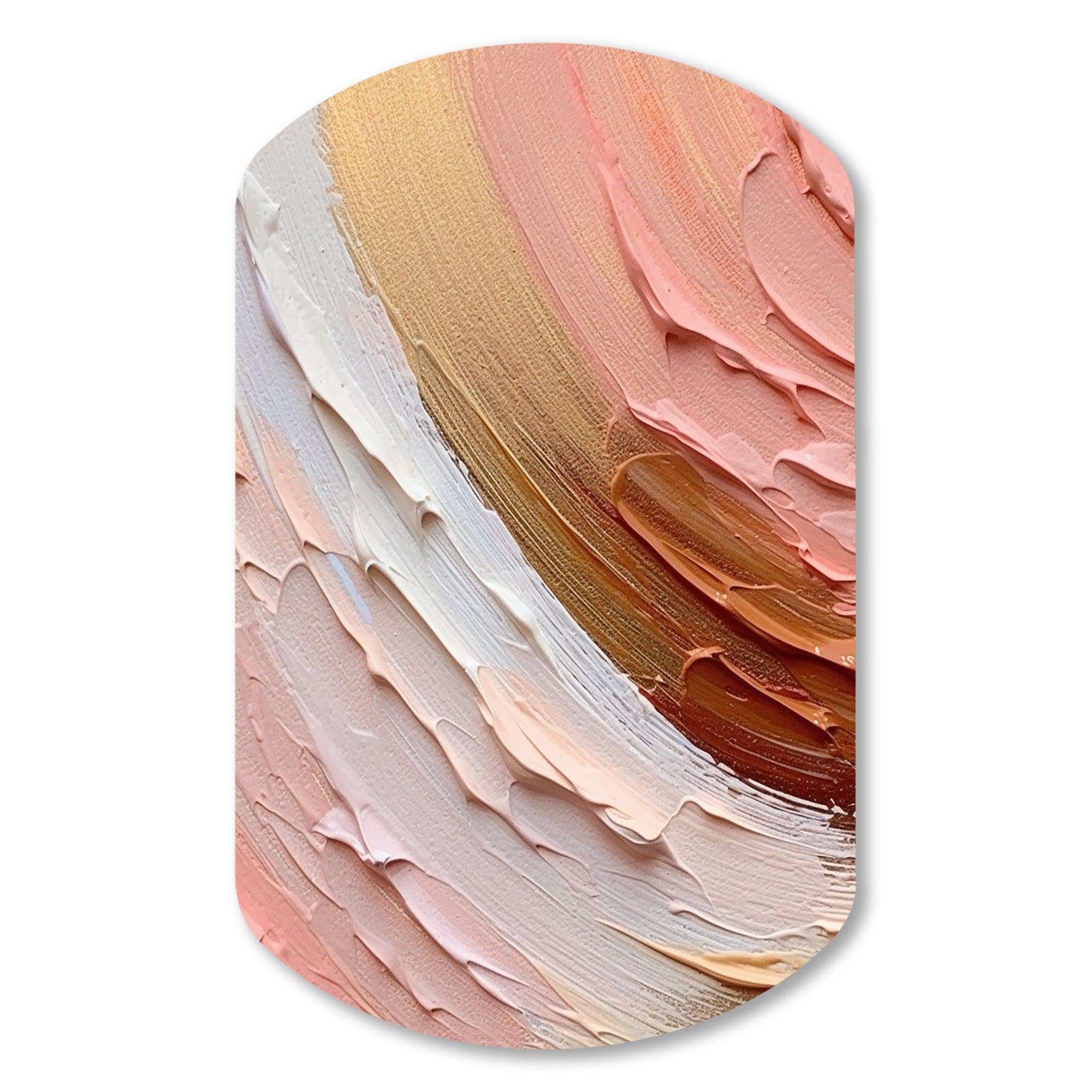 Peach and Gold Spiral Radiance - Asymmetric Metal Wall Art